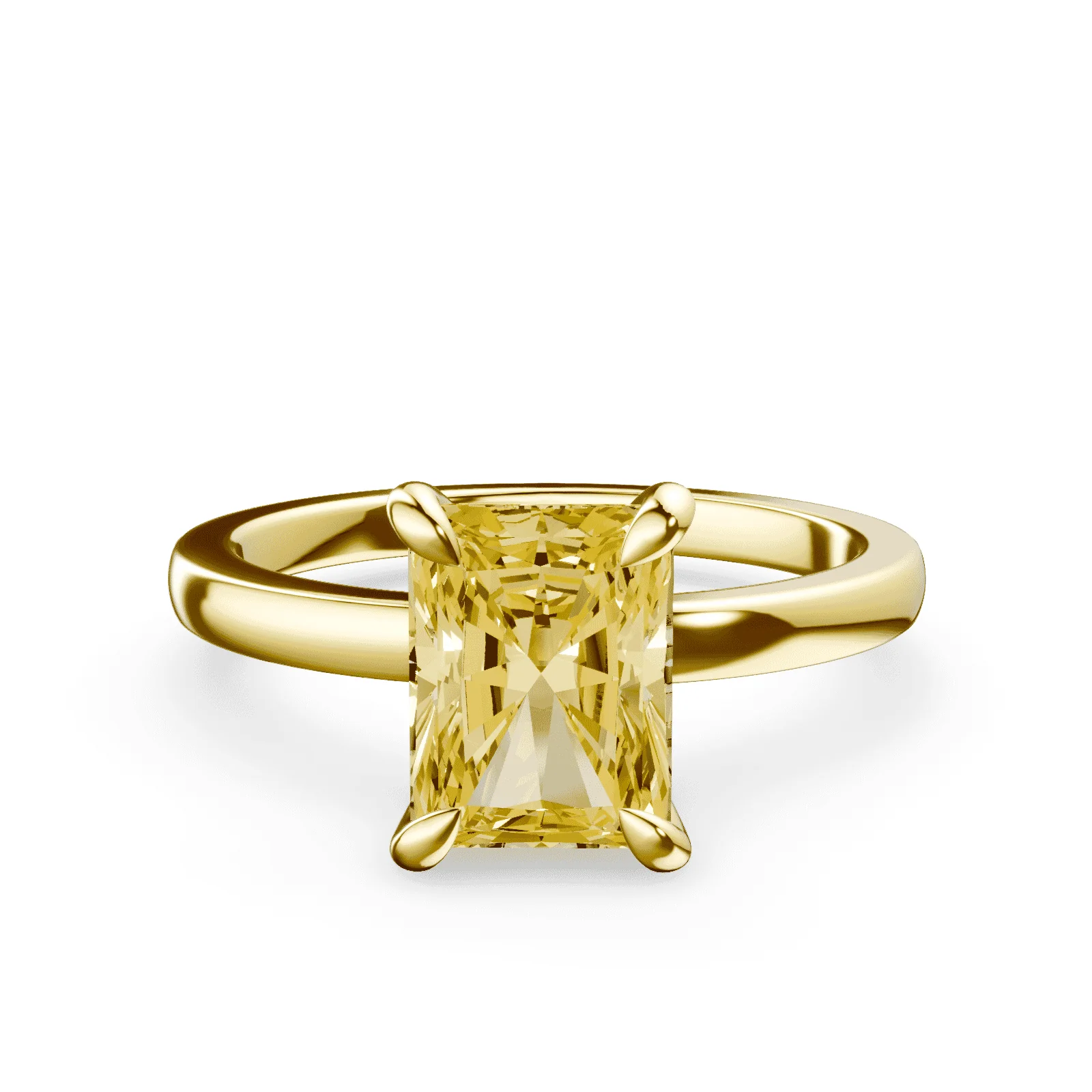Radiant Cut Low Profile Yellow Diamond Ring