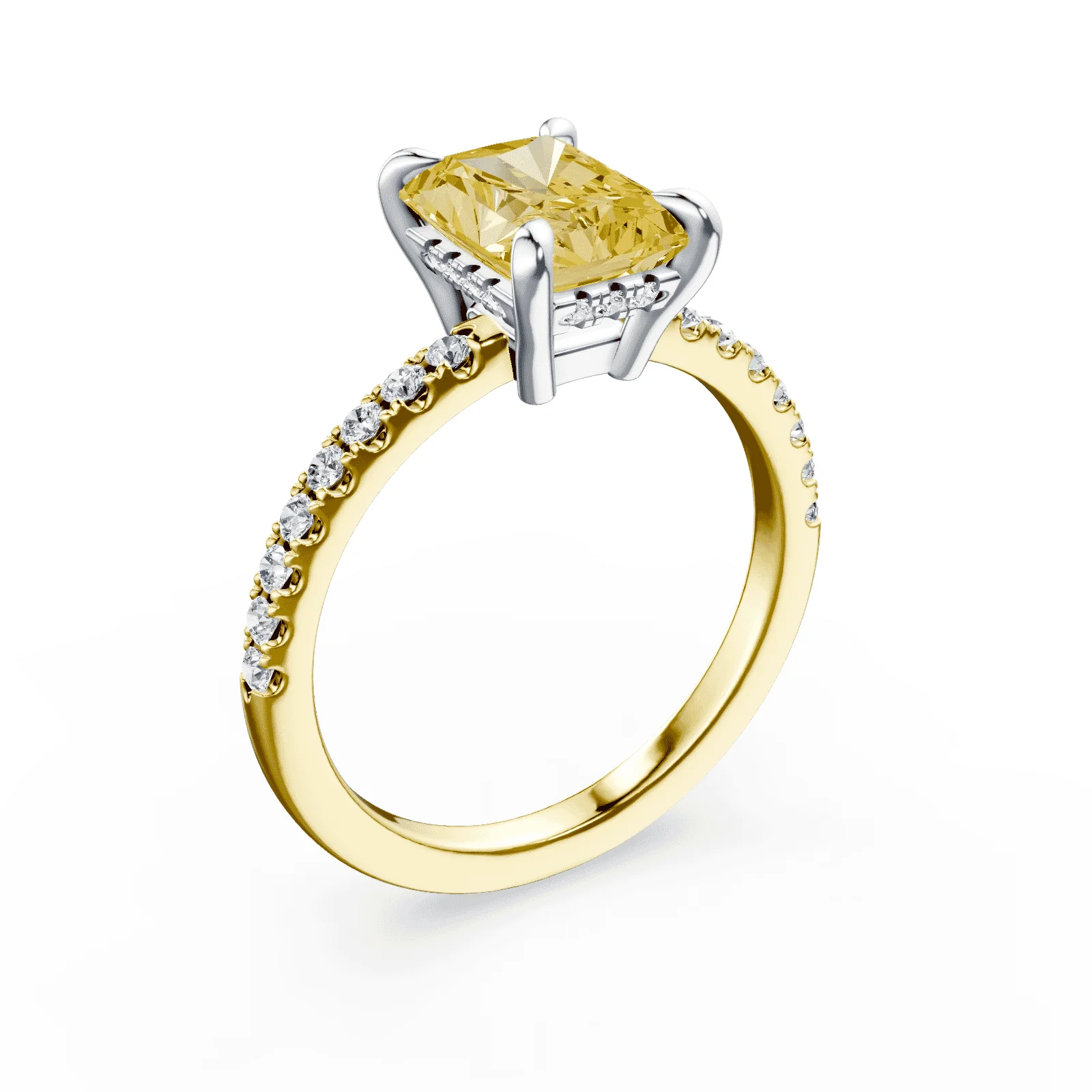 Radiant Cut Low Profile Yellow Pave Ring - Image 2