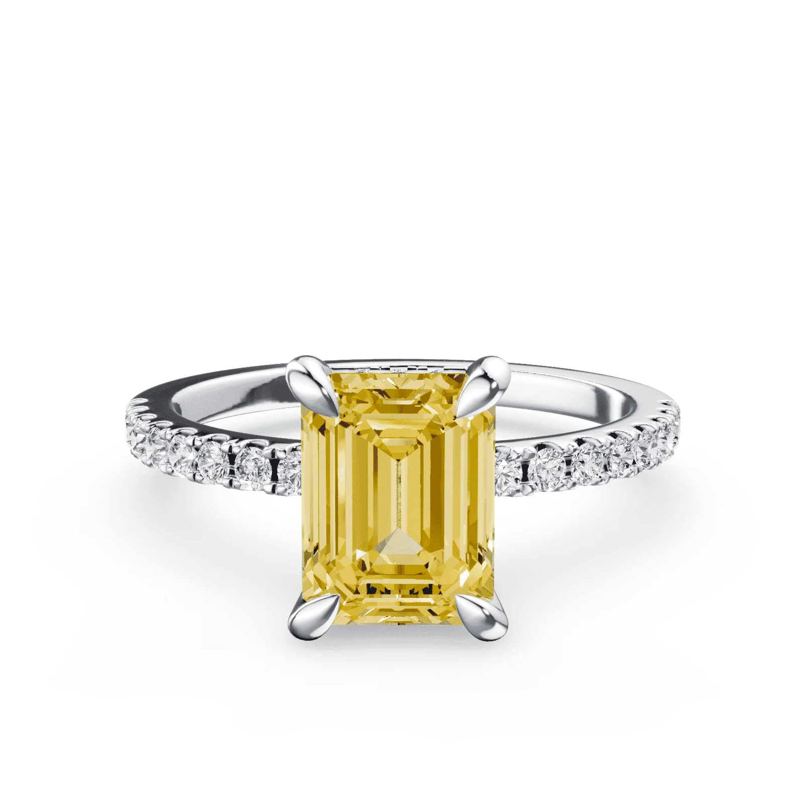 Radiant Cut Low Profile Yellow Pave Ring
