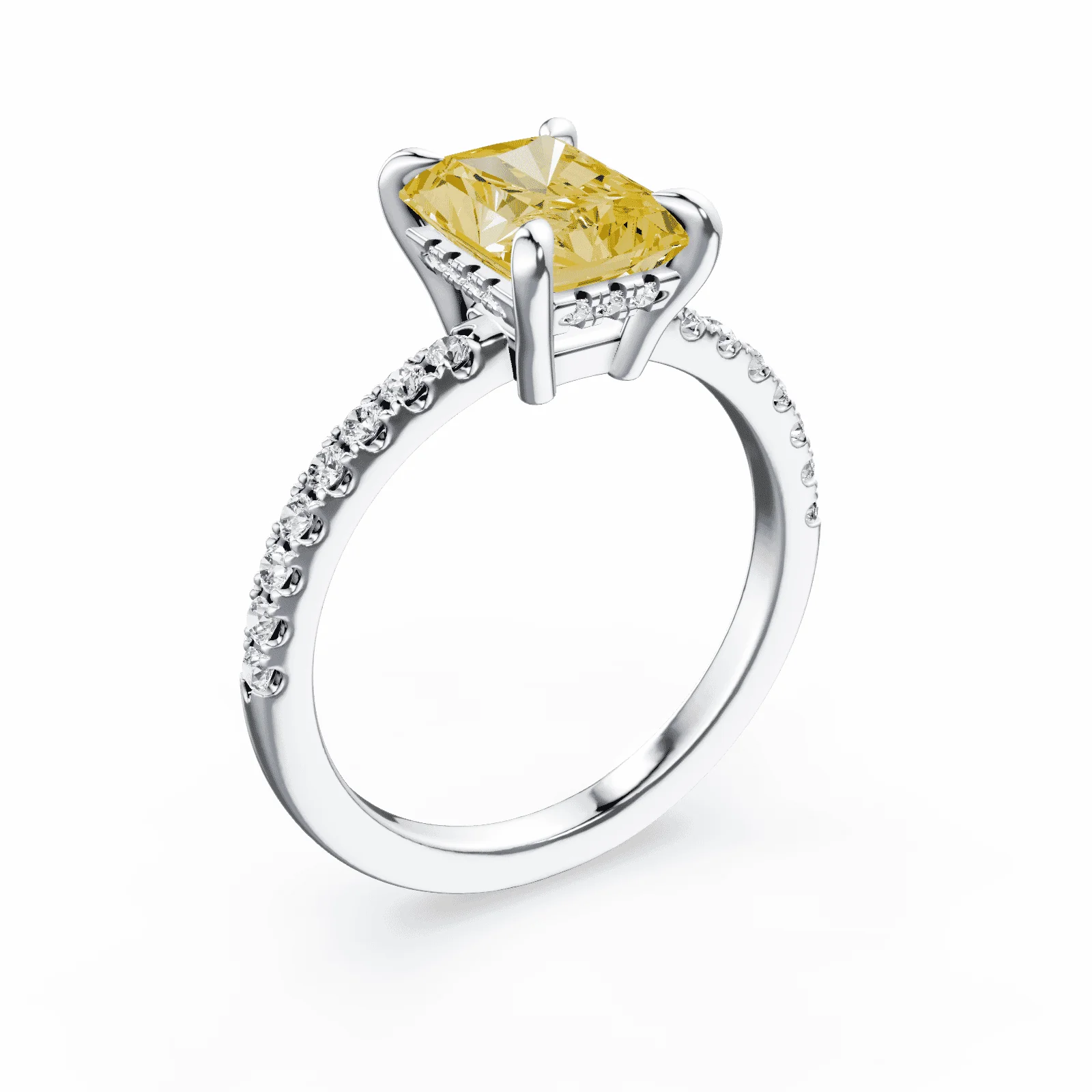 Radiant Cut Low Profile Yellow Pave Ring - Image 2