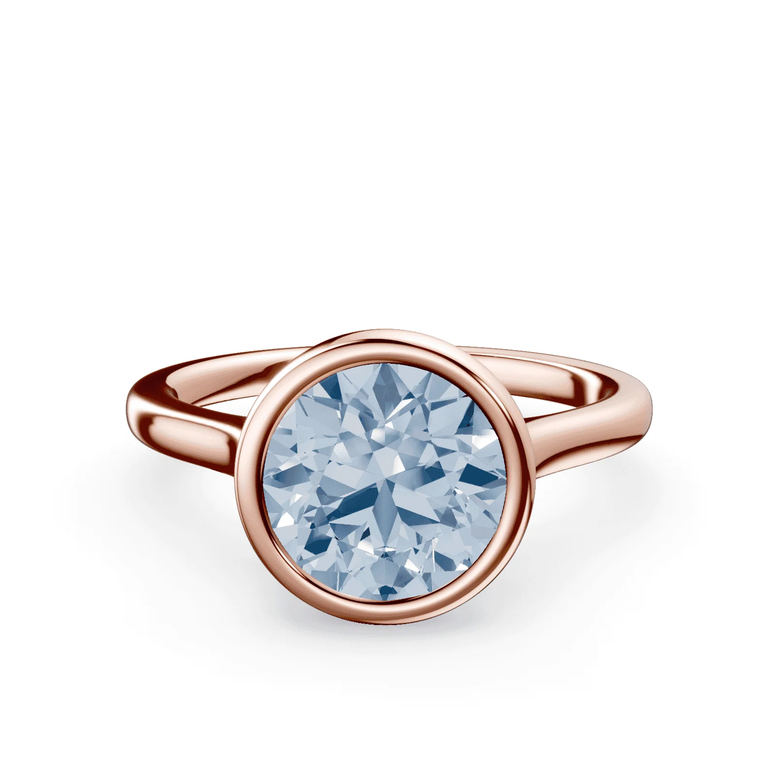 Cathedral Bezel Blue Diamond Ring