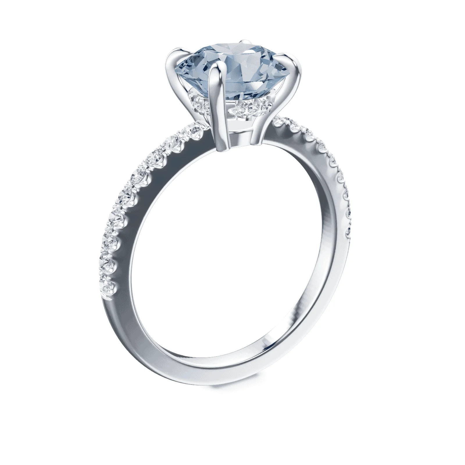 Low Profile Blue Pave Ring - Image 2