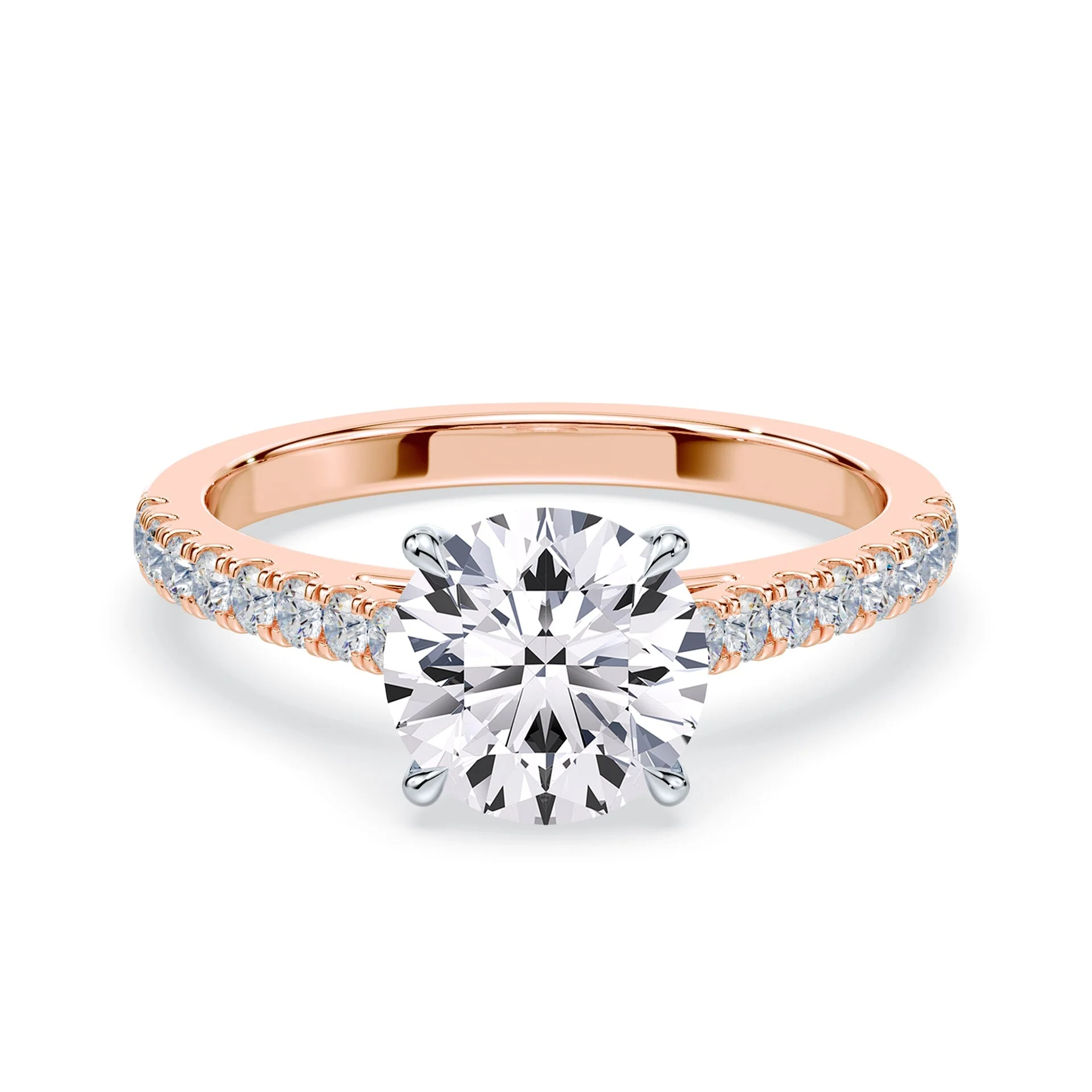 Sleek Pave Cathedral Engagement Ring