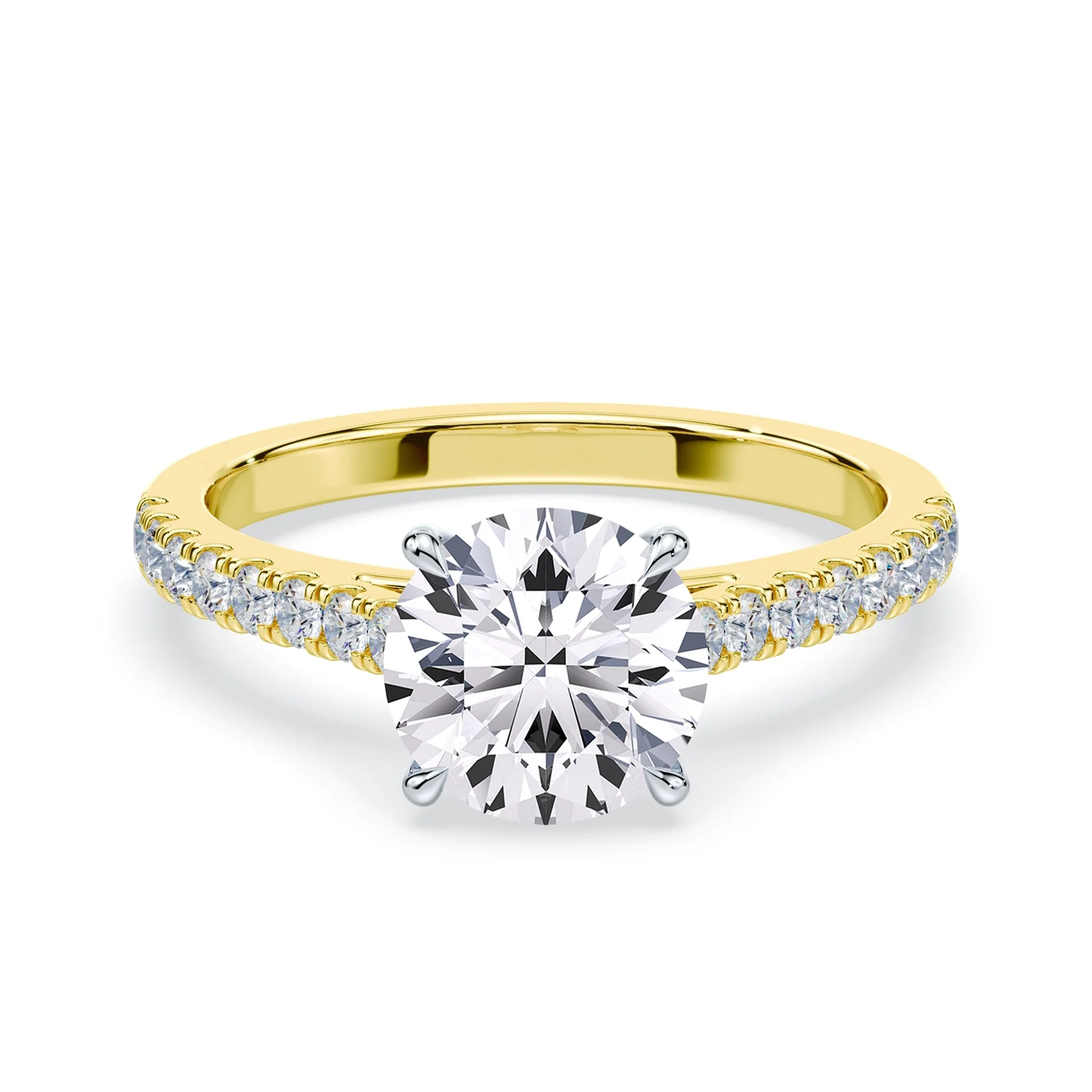 Sleek Pave Cathedral Engagement Ring
