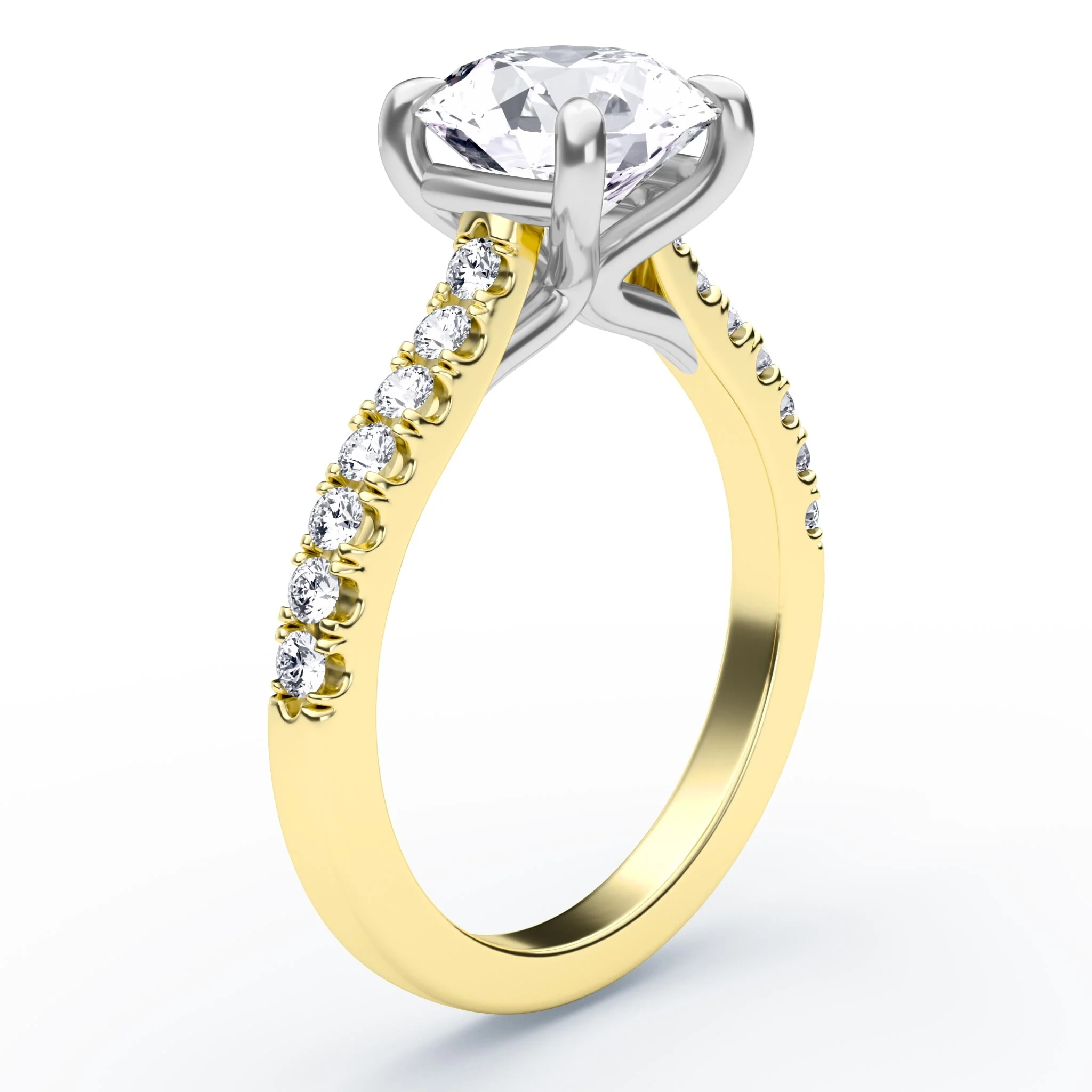 Cathedral Pave Engagement Ring - Image 2
