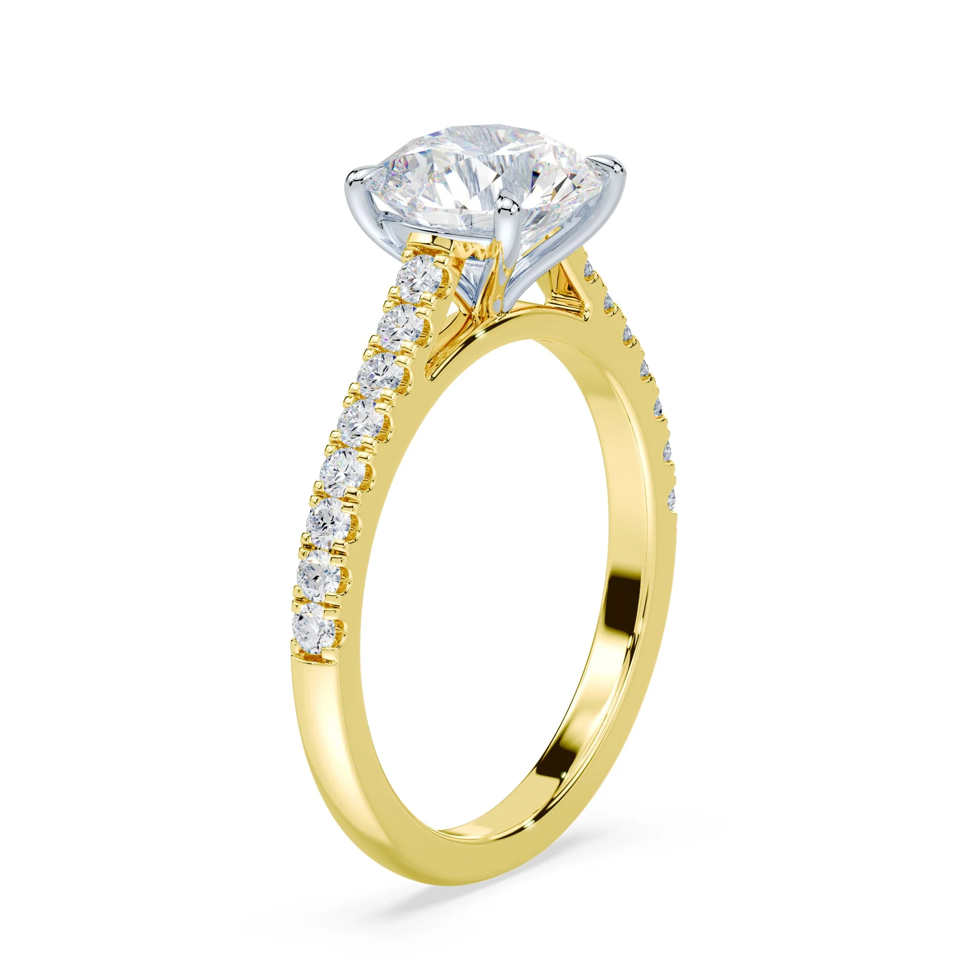 Sleek Pave Cathedral Engagement Ring - Image 2