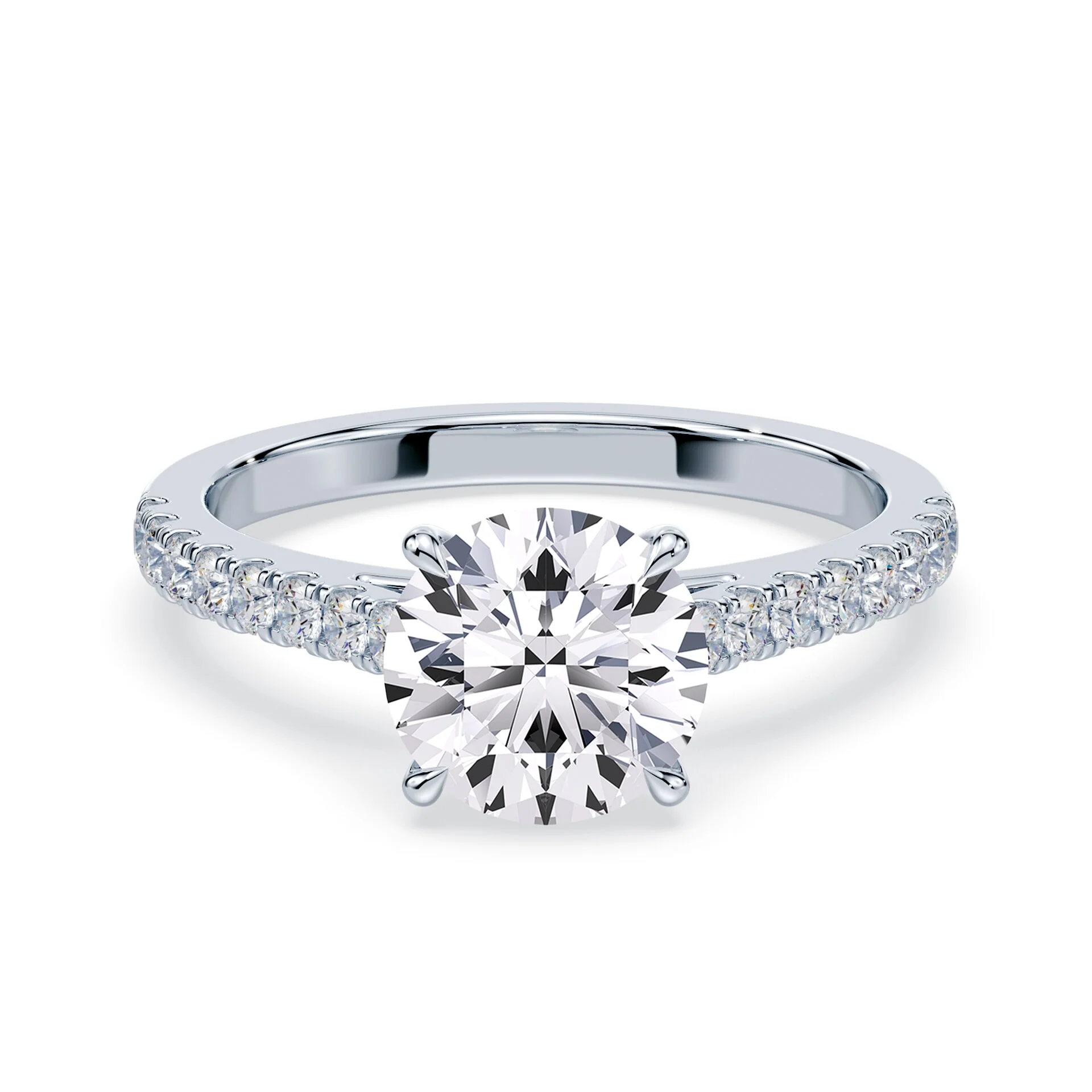Sleek Pave Cathedral Engagement Ring