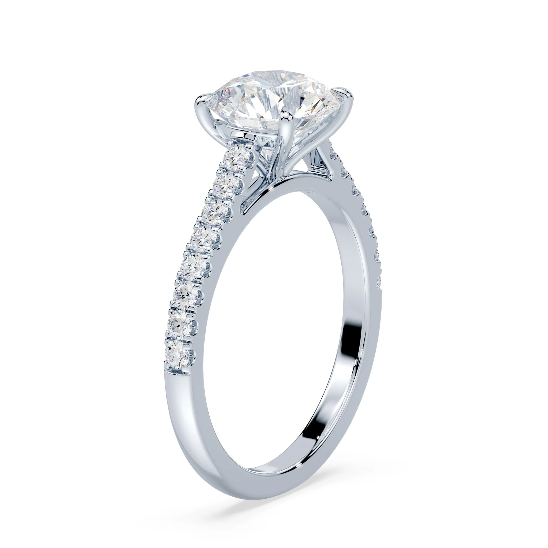 Sleek Pave Cathedral Engagement Ring - Image 2