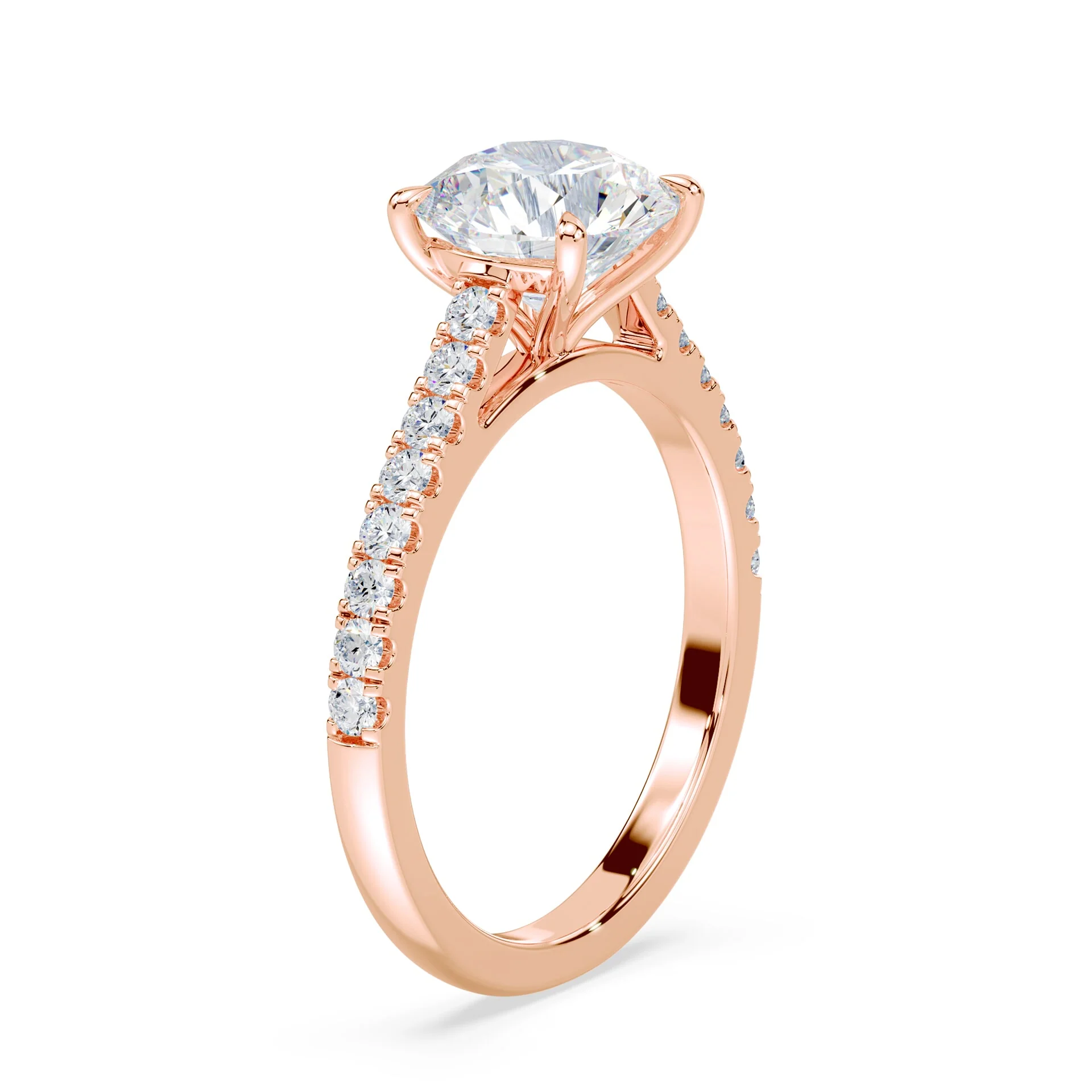 Sleek Pave Cathedral Engagement Ring - Image 2