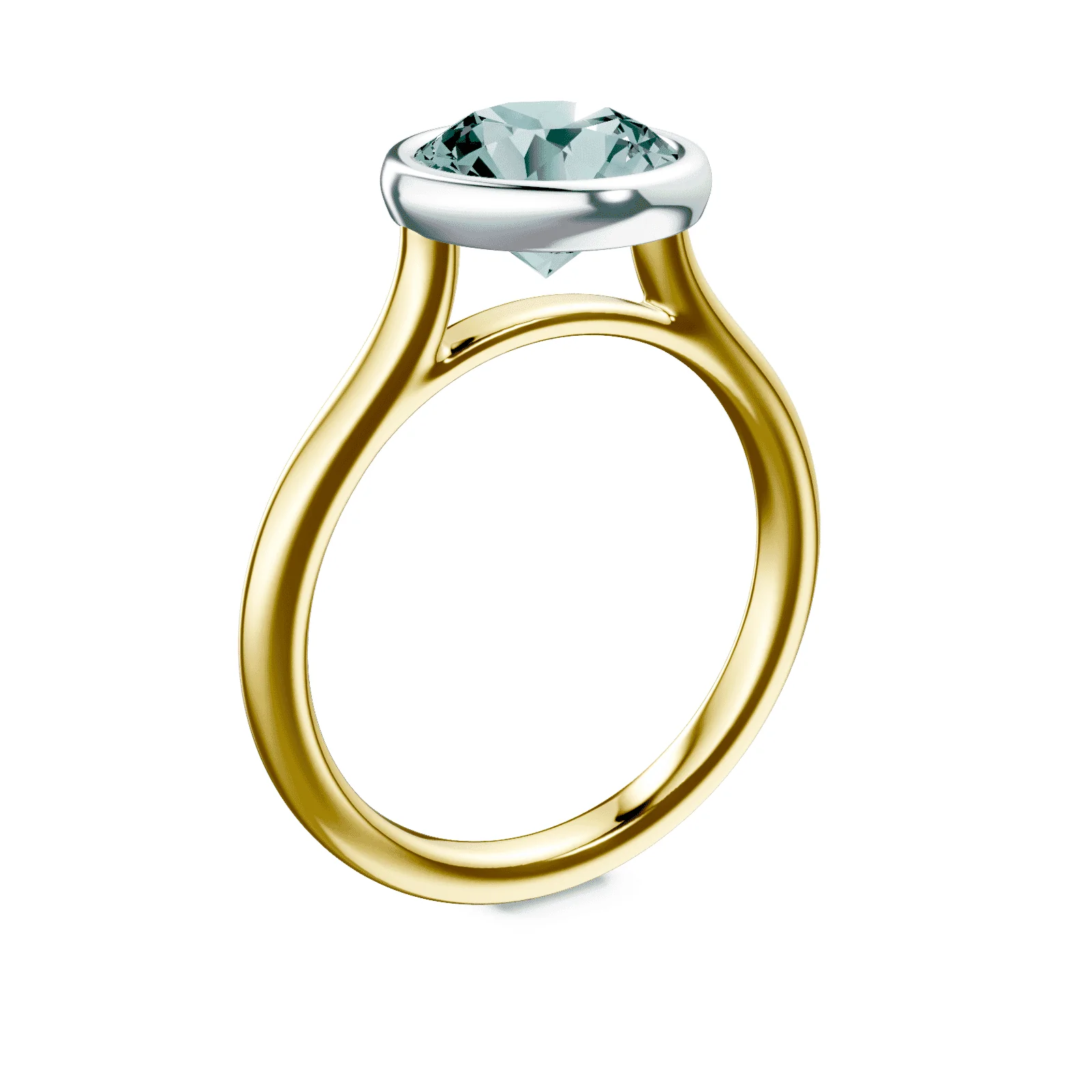 Cathedral Bezel Green Diamond Ring - Image 2