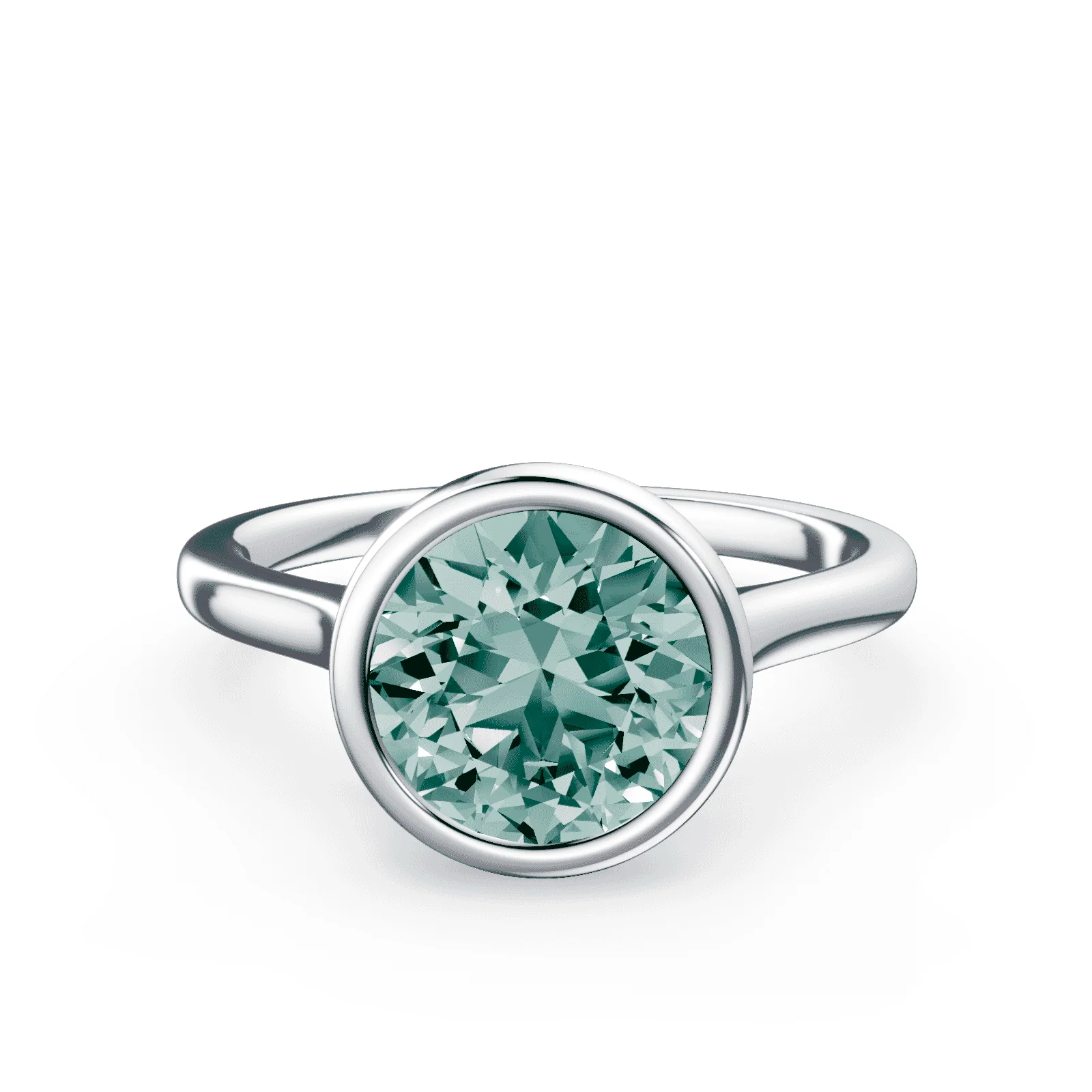 Cathedral Bezel Green Diamond Ring