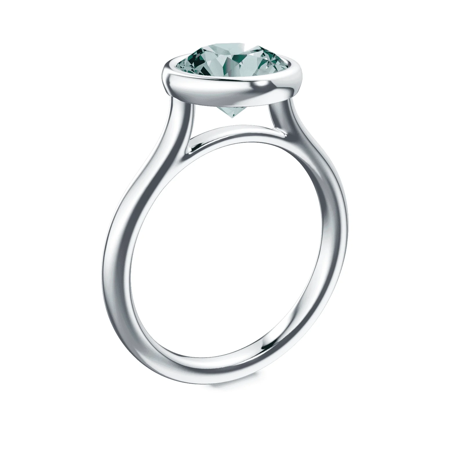 Cathedral Bezel Green Diamond Ring - Image 2