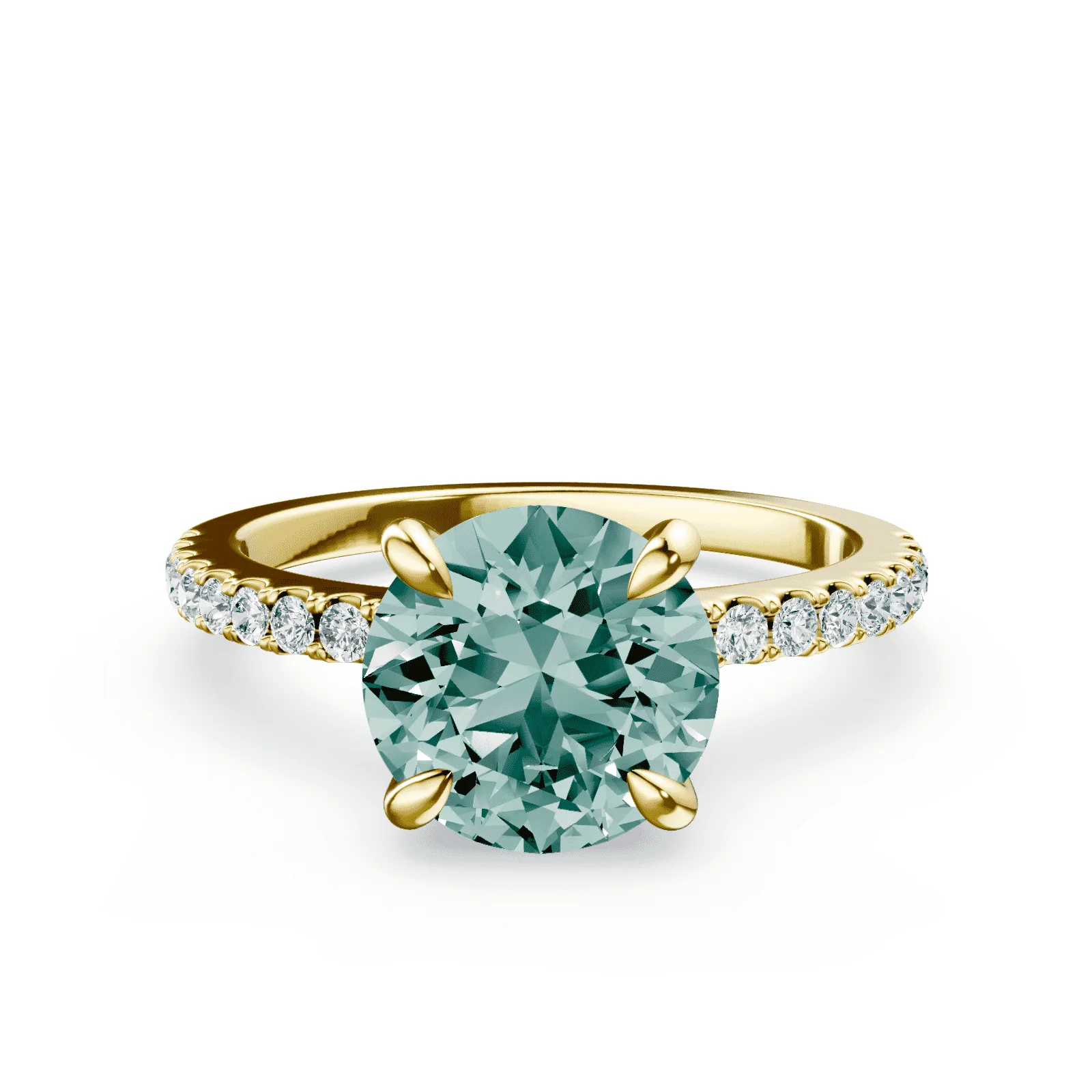 Low Profile Green Pave Ring