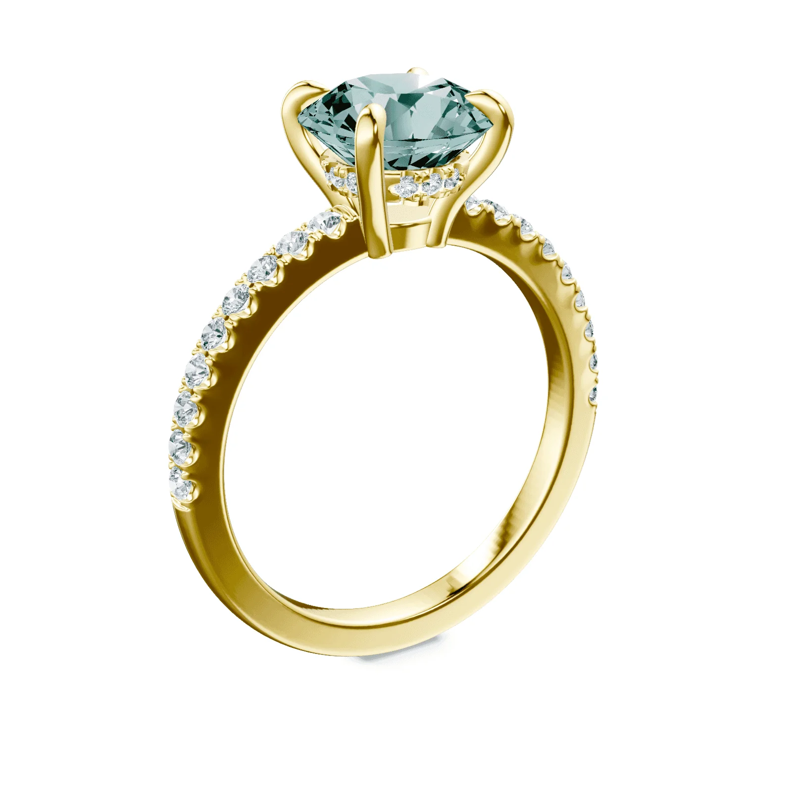 Low Profile Green Pave Ring - Image 2