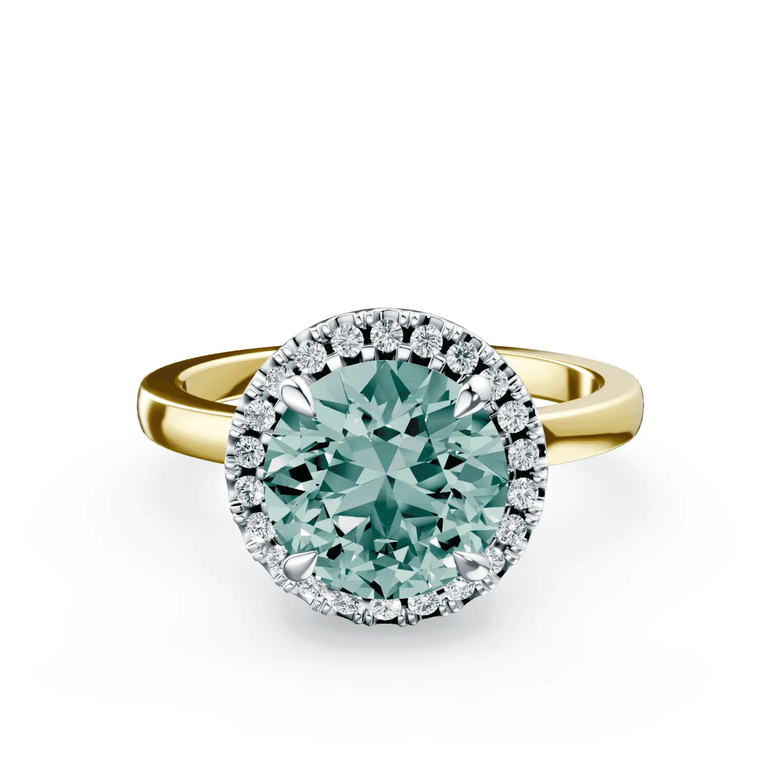 Halo Green Diamond Ring