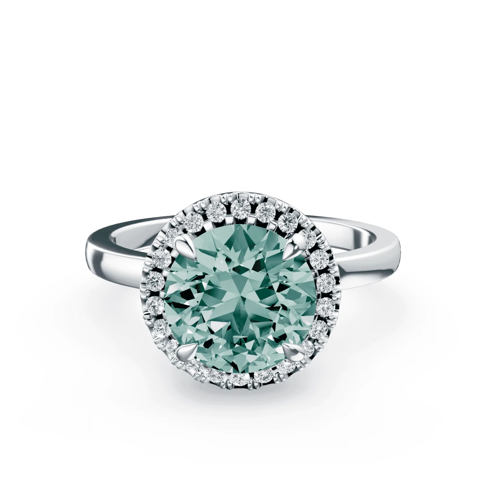 Halo Green Diamond Ring
