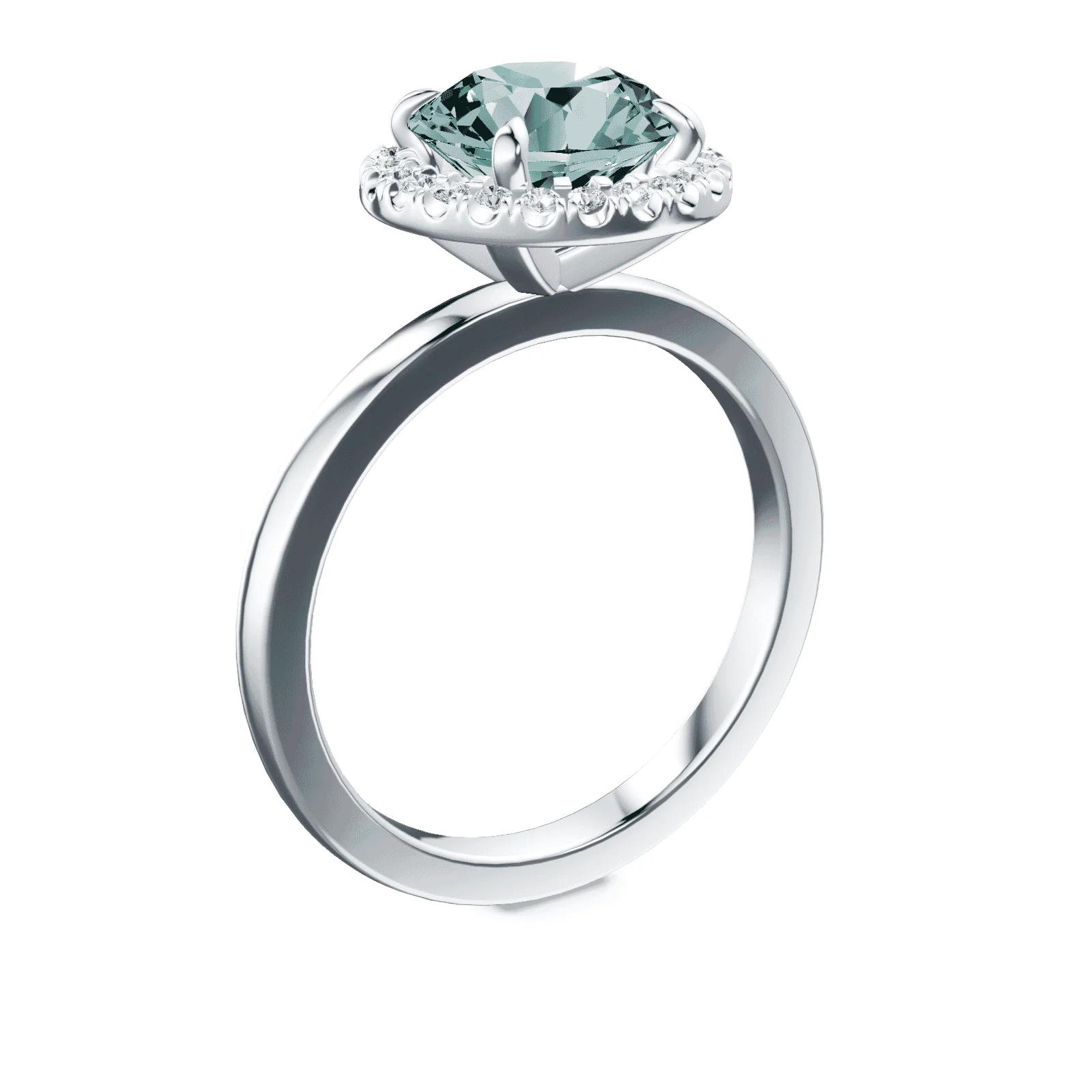 Halo Green Diamond Ring - Image 2