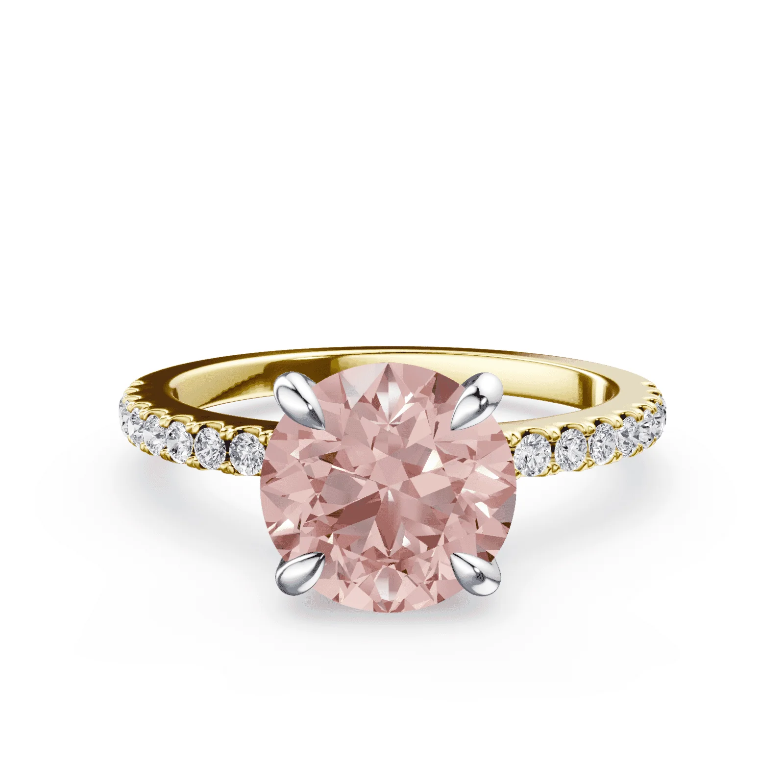 Low Profile Pink Pave Ring
