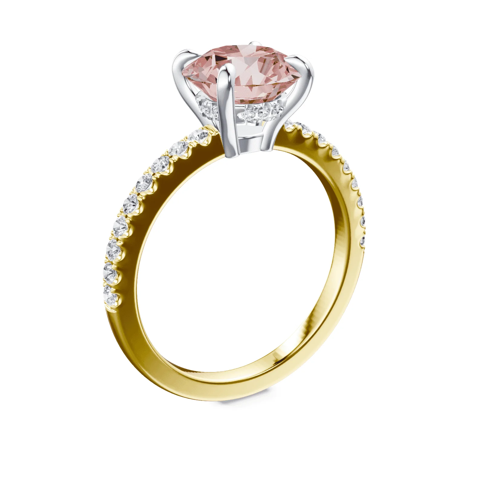 Low Profile Pink Pave Ring - Image 2