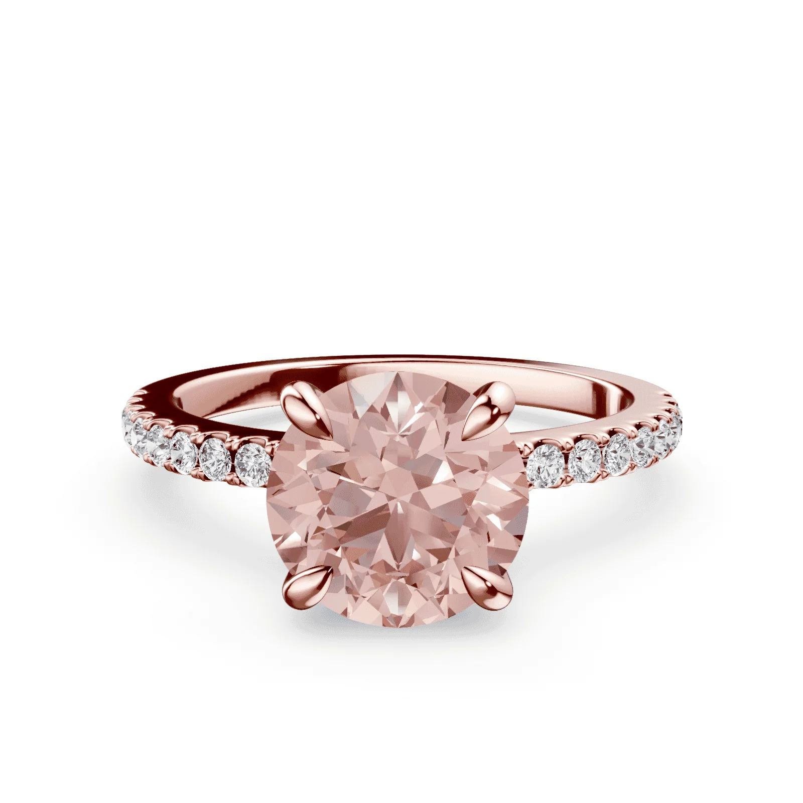 Low Profile Pink Pave Ring