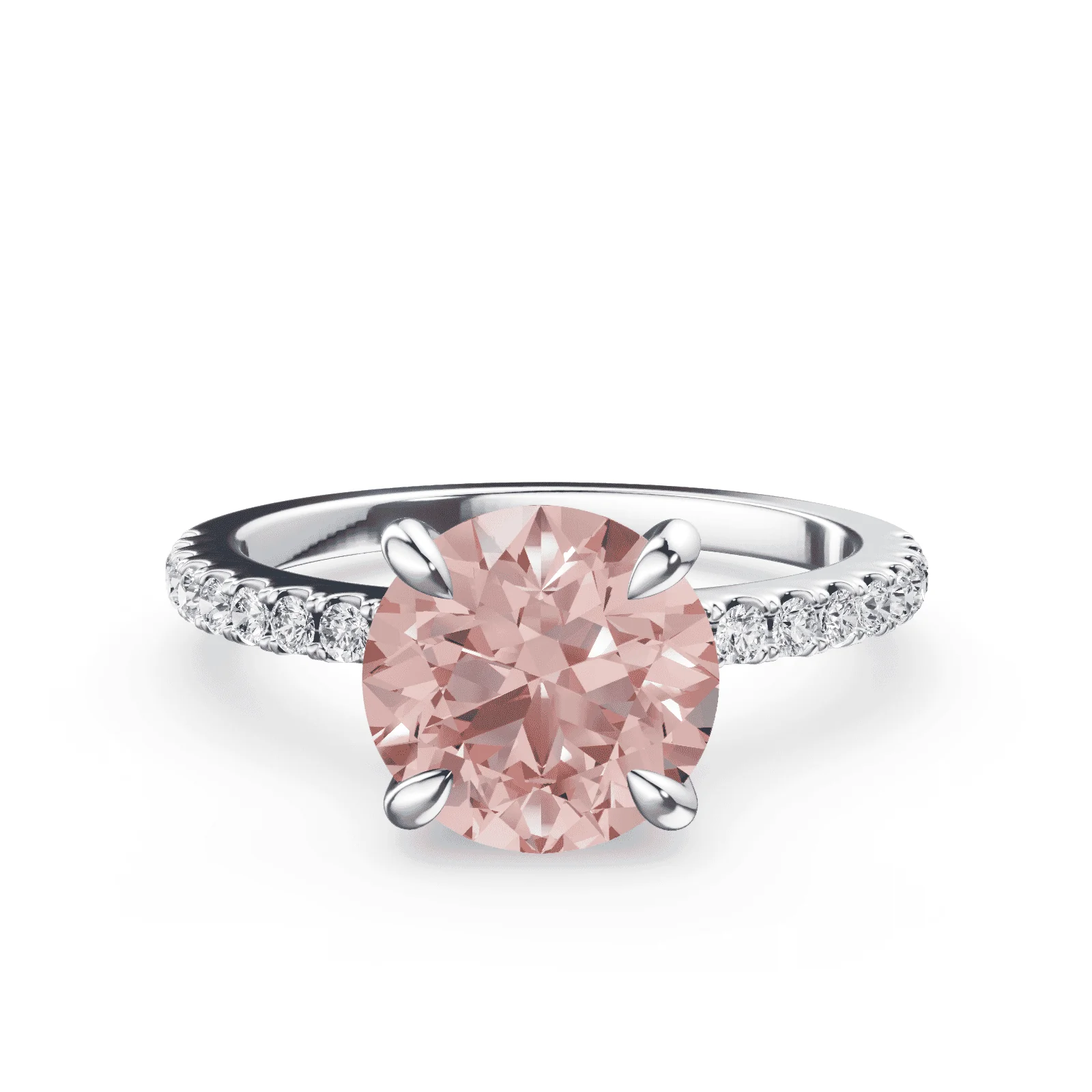 Low Profile Pink Pave Ring