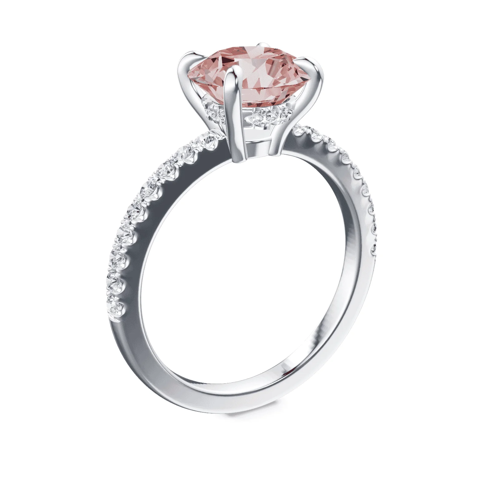 Low Profile Pink Pave Ring - Image 2