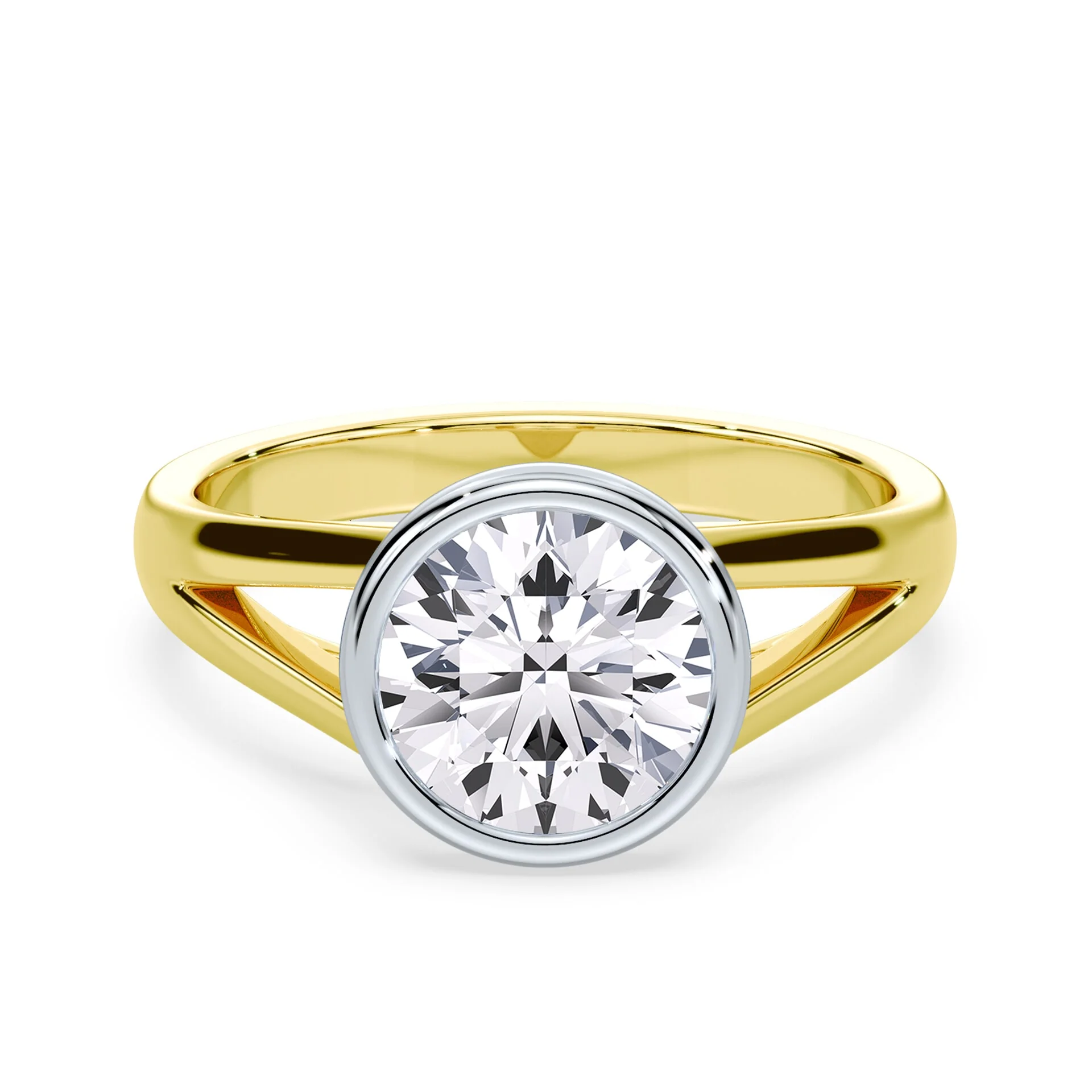 Split Shank Cathedral Bezel Ring
