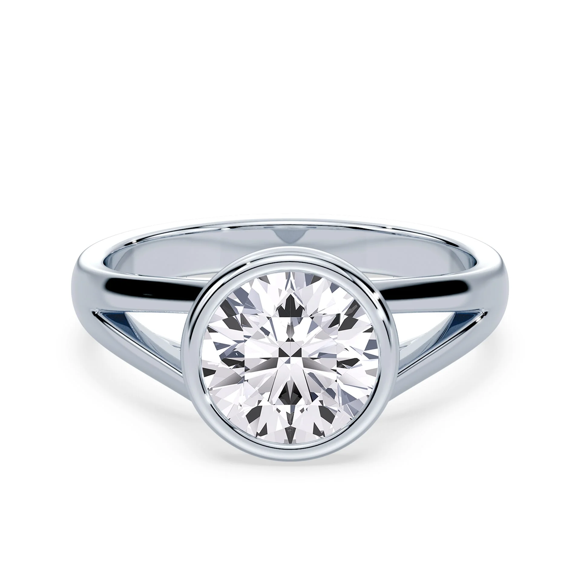 Split Shank Cathedral Bezel Ring