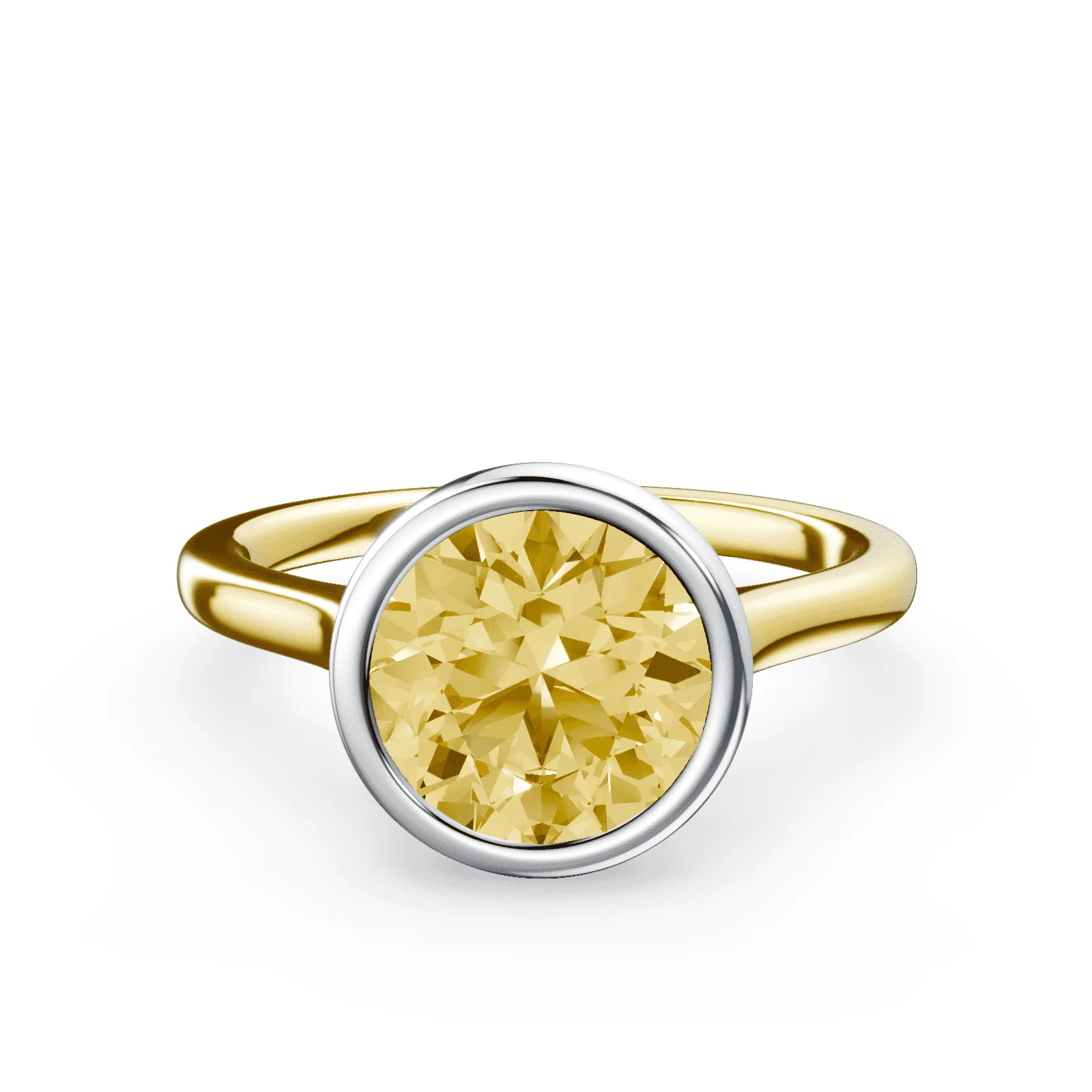 Cathedral Bezel Yellow Diamond Ring