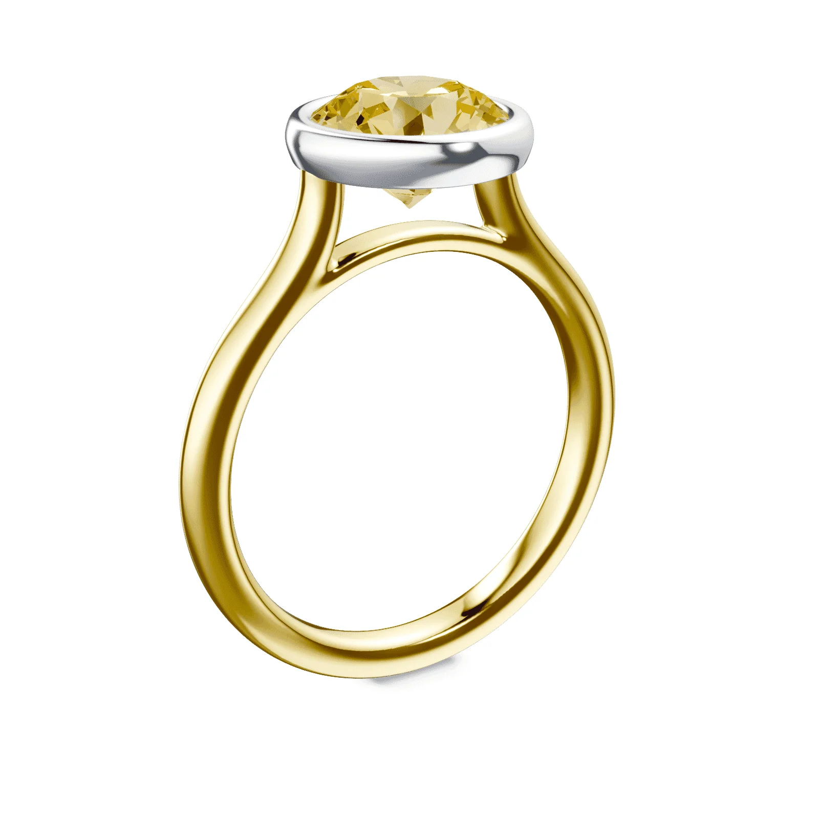 Cathedral Bezel Yellow Diamond Ring - Image 2