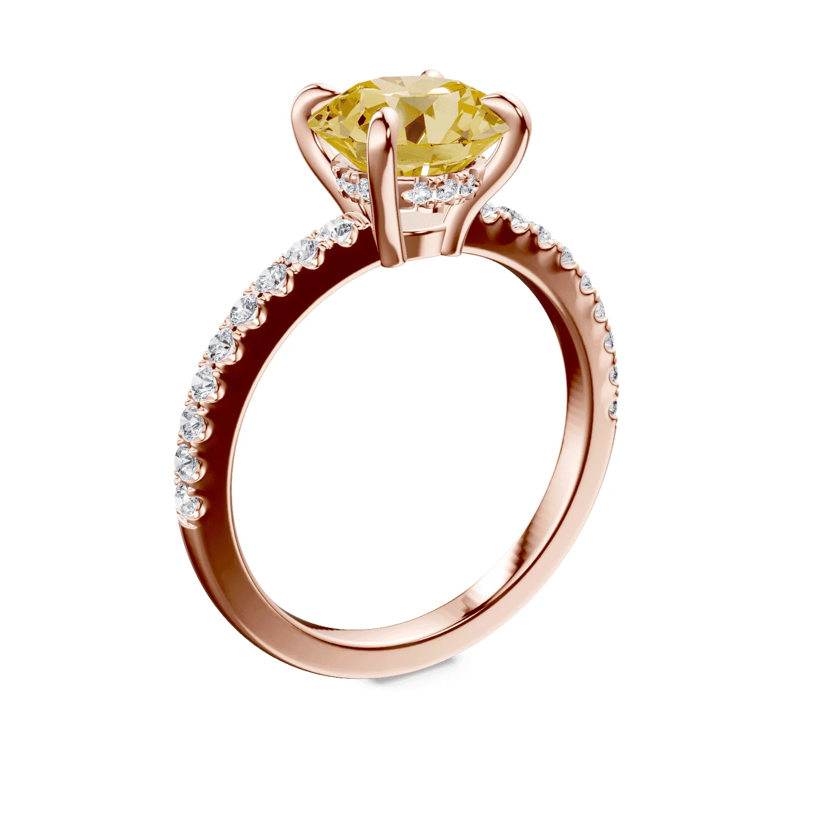 Low Profile Yellow Pave Ring - Image 2