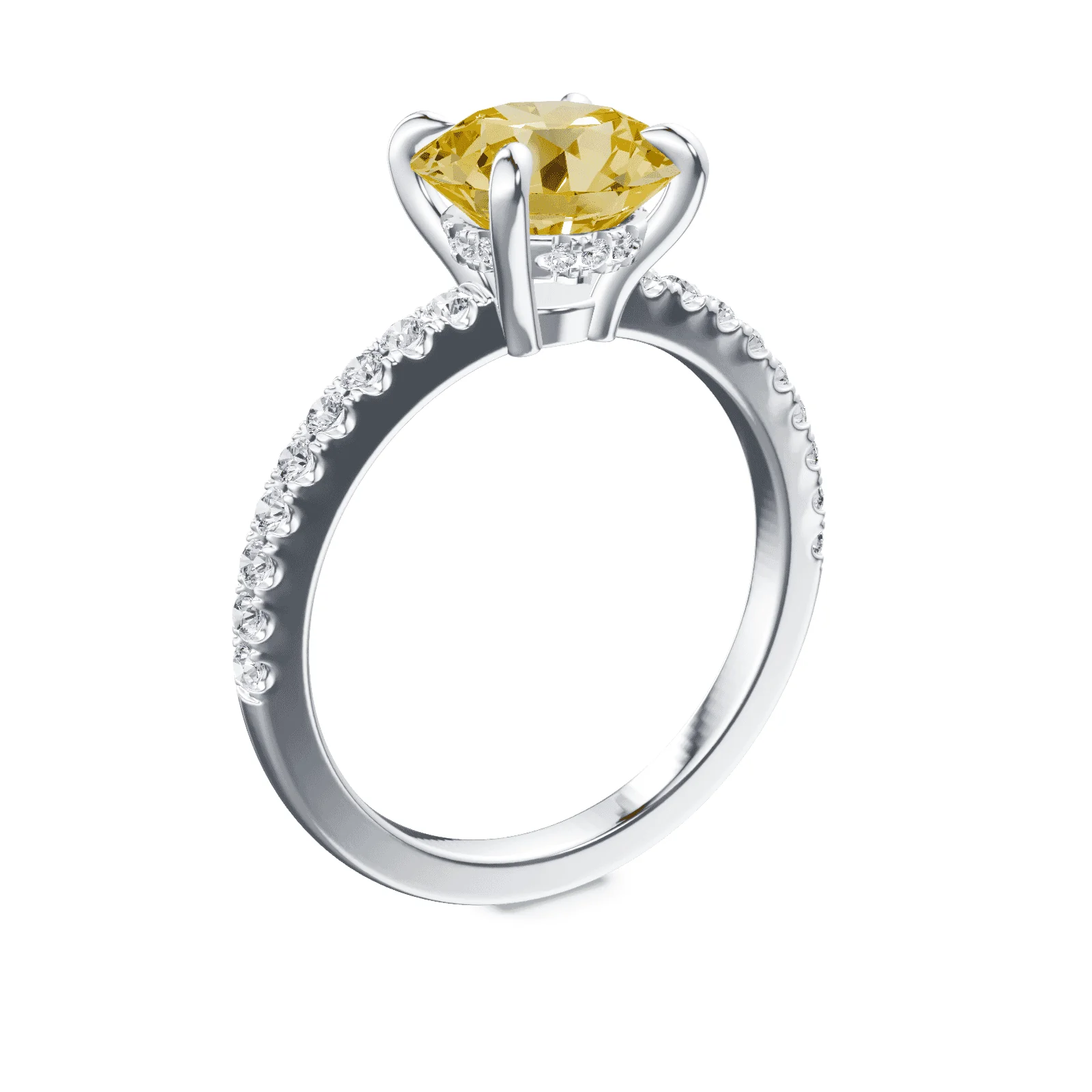 Low Profile Yellow Pave Ring - Image 2