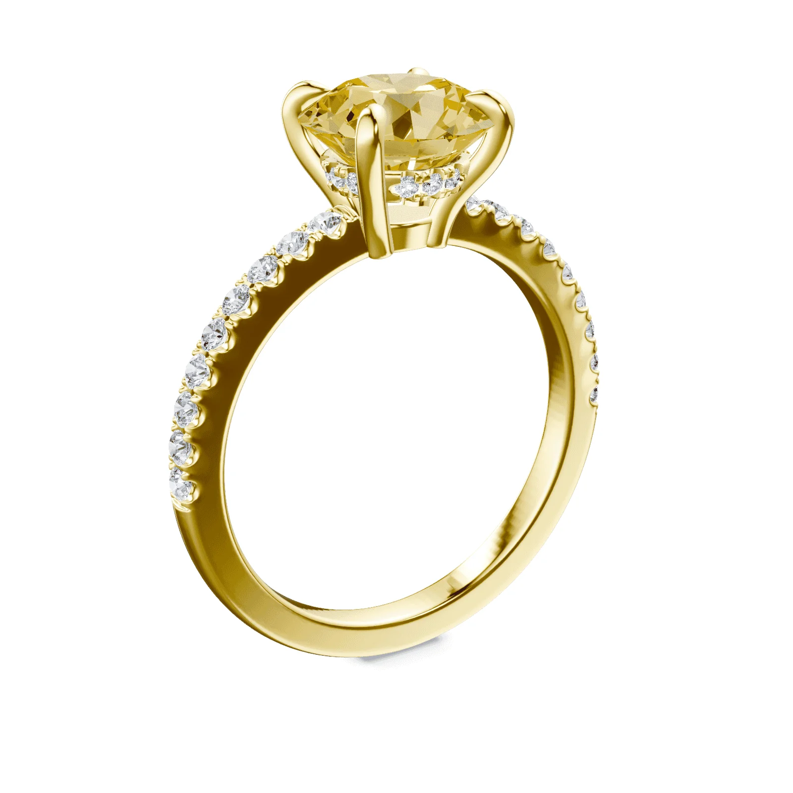 Low Profile Yellow Pave Ring - Image 2