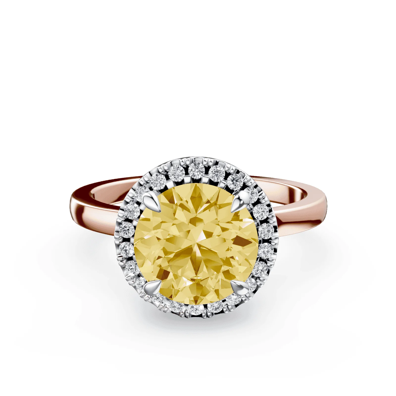Halo Yellow Diamond Ring