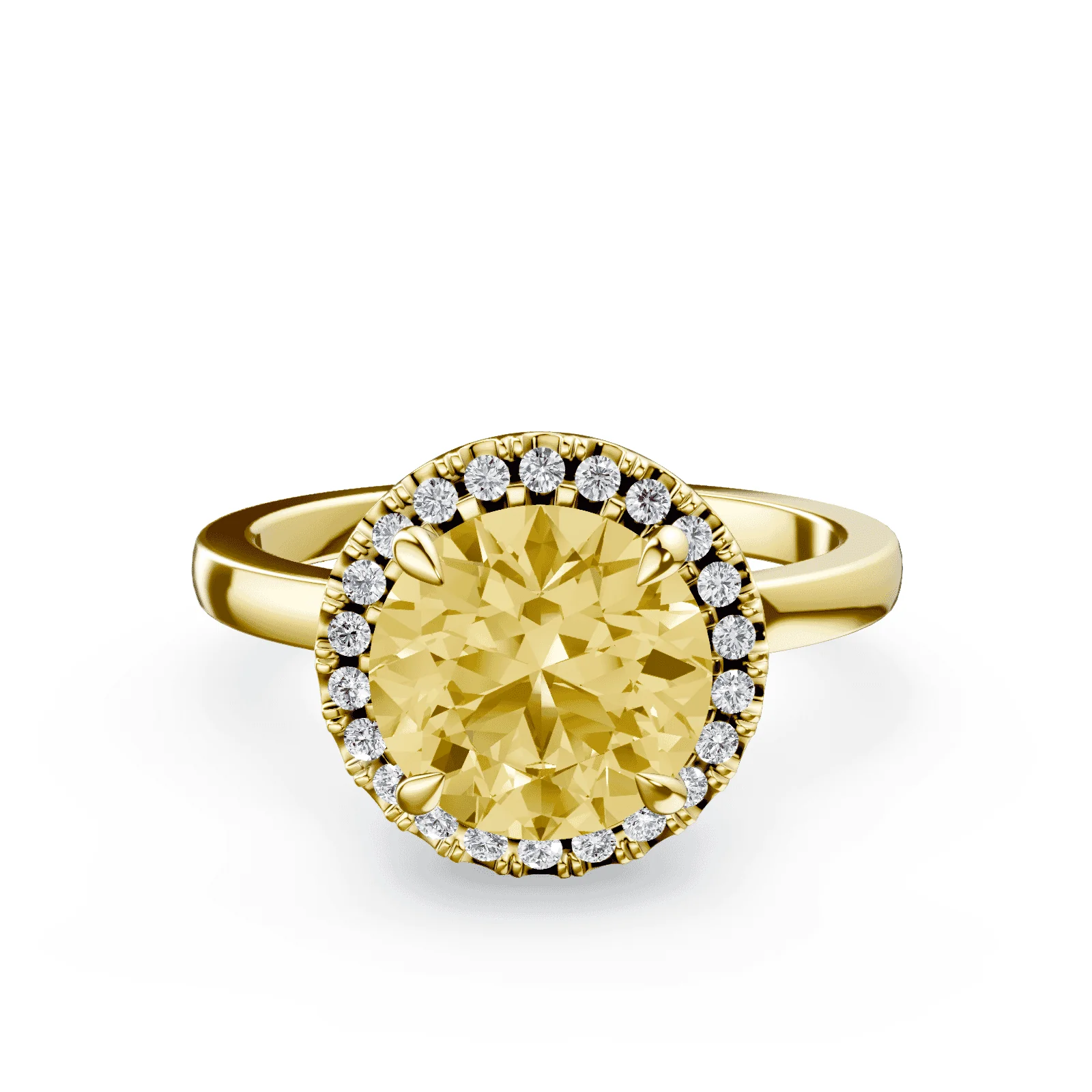 Halo Yellow Diamond Ring
