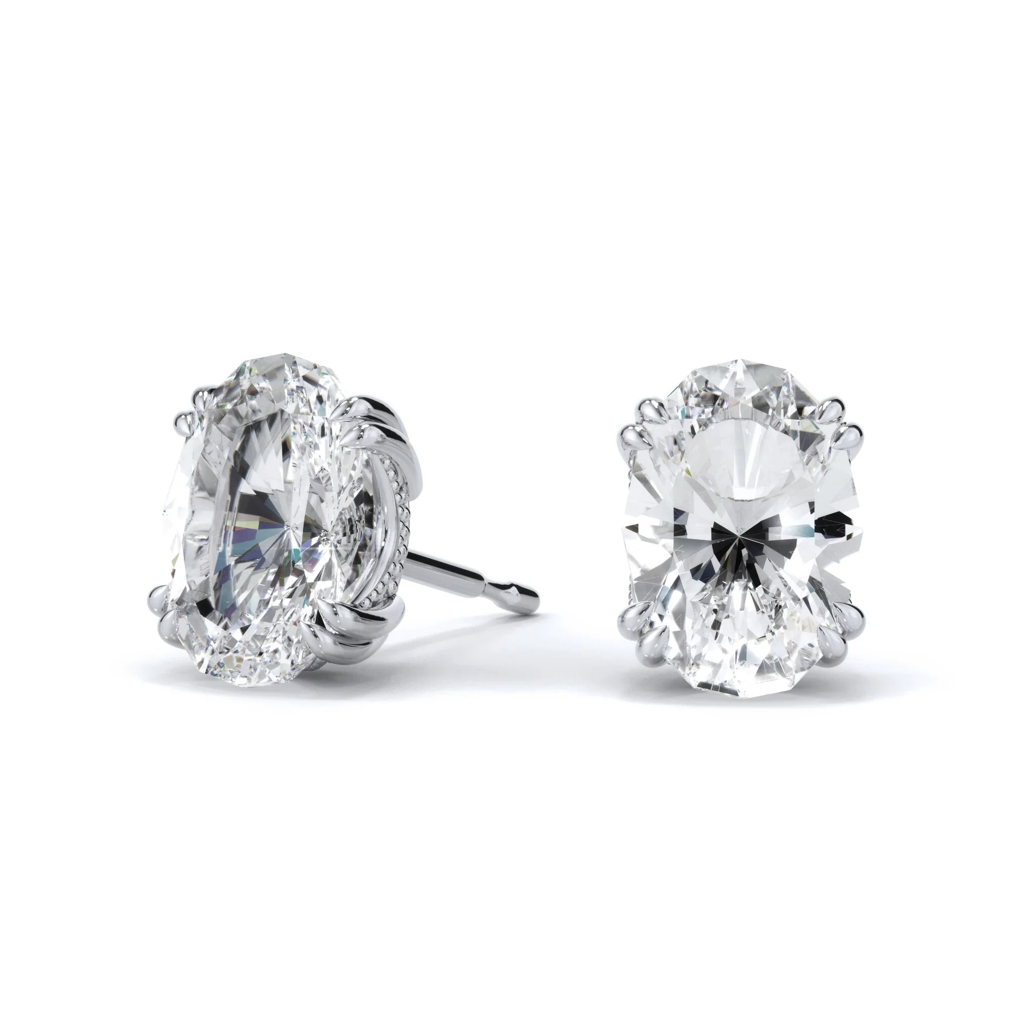 Antique Cut Oval Stud Earrings