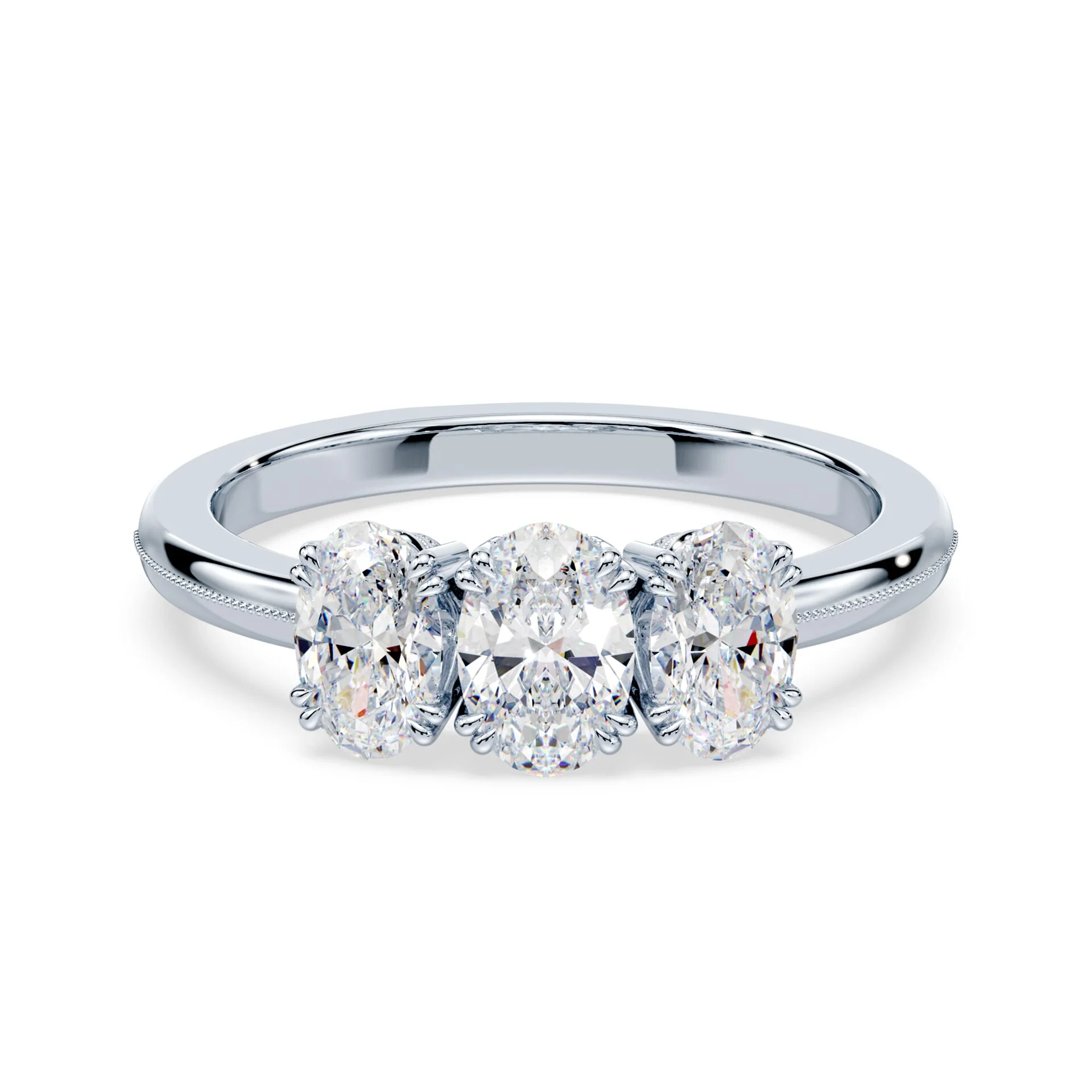 Antique Cut Oval Three Stone
