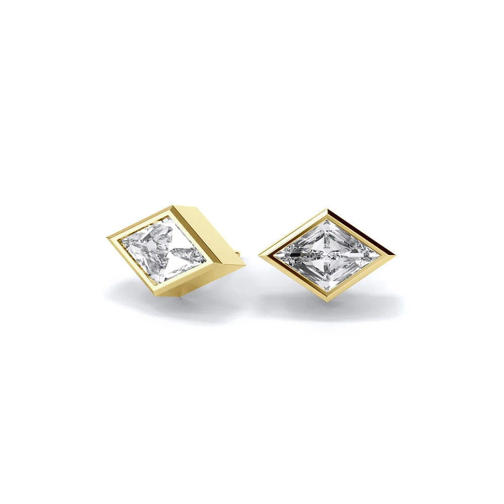 Geometric Lozenge Lab Diamond Studs - Image 5