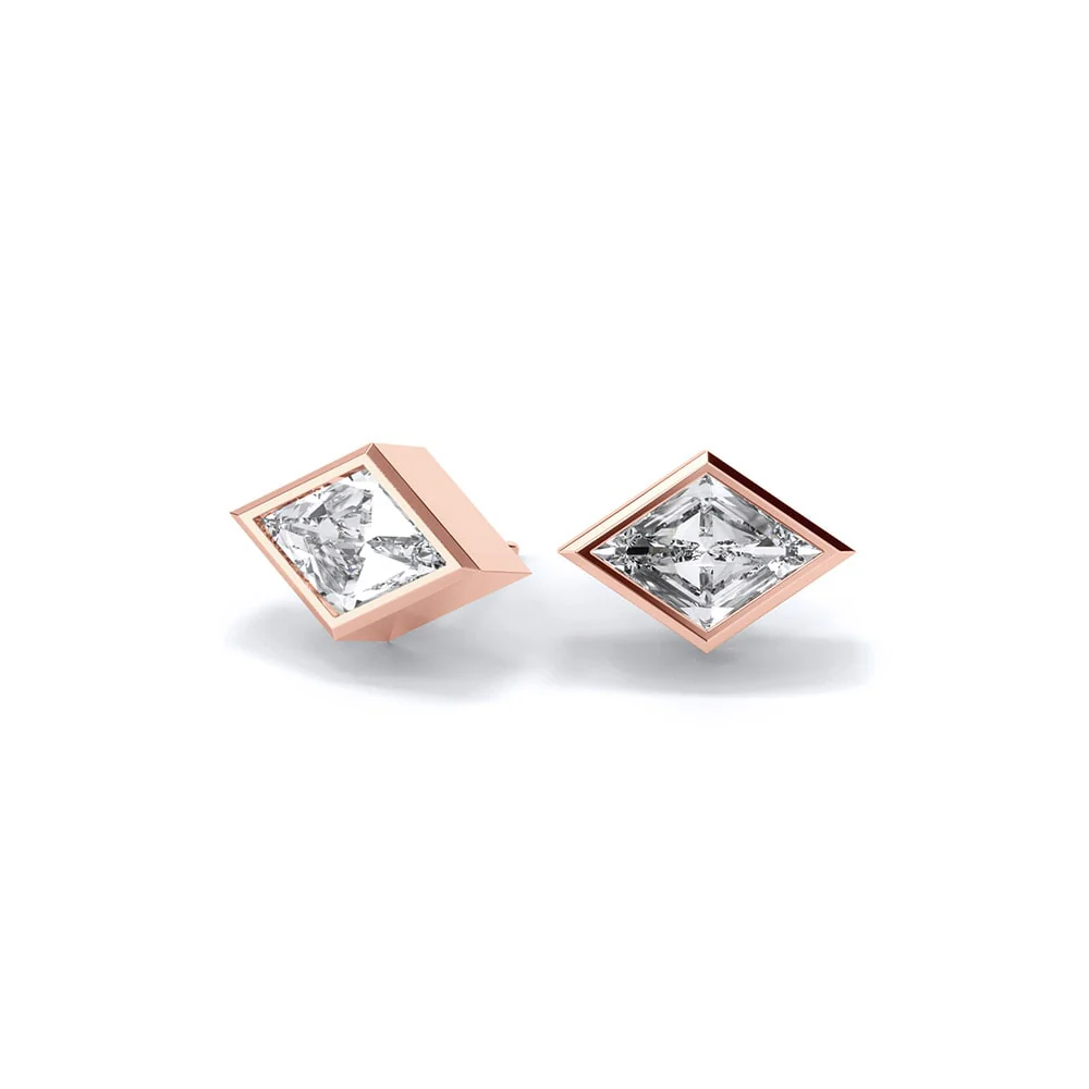 Geometric Lozenge Lab Diamond Studs - Image 6