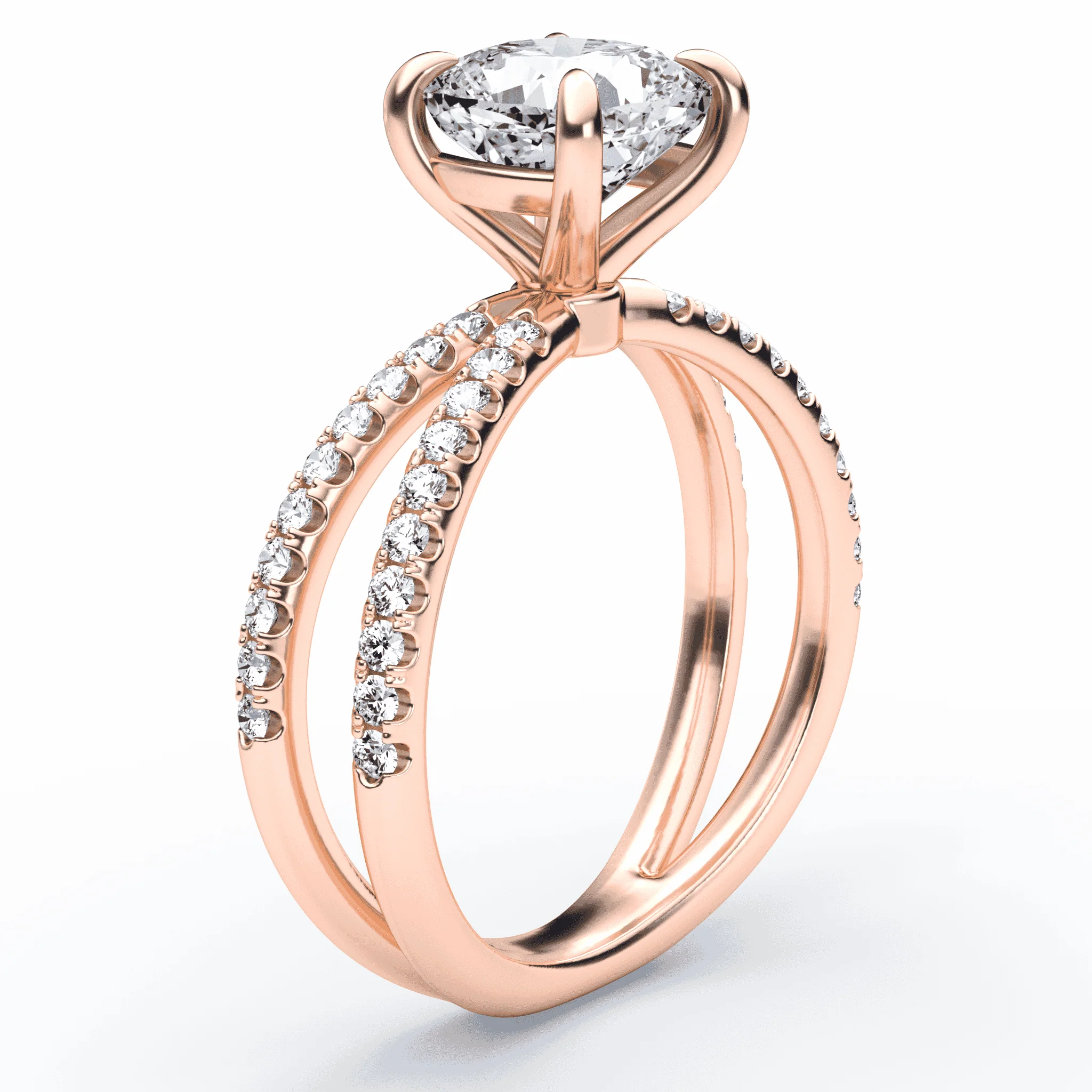 Cushion Cut Split Shank Ring - Image 2