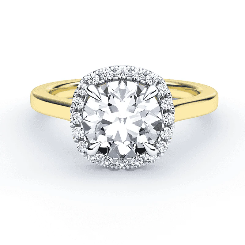 Soft Square Halo Accented Ring