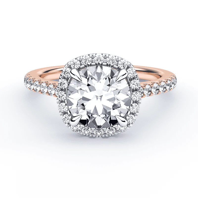 Soft Square Halo Accented Pave Ring