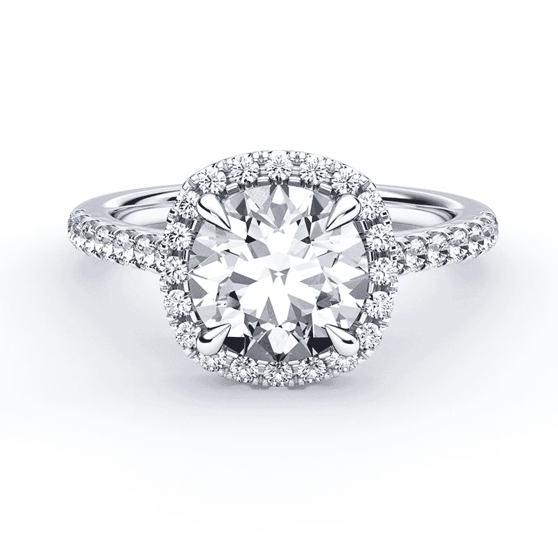 Soft Square Halo Accented Pave Ring