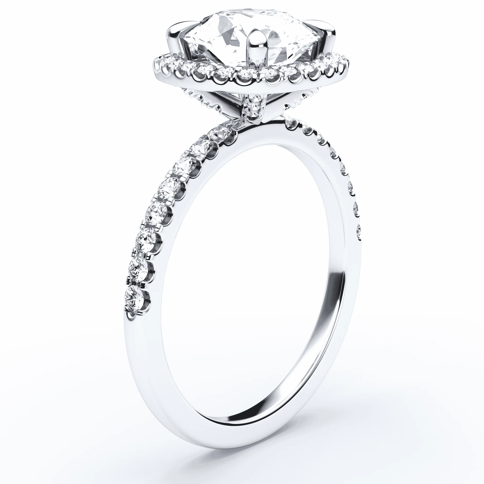 Soft Square Halo Accented Pave Ring - Image 2