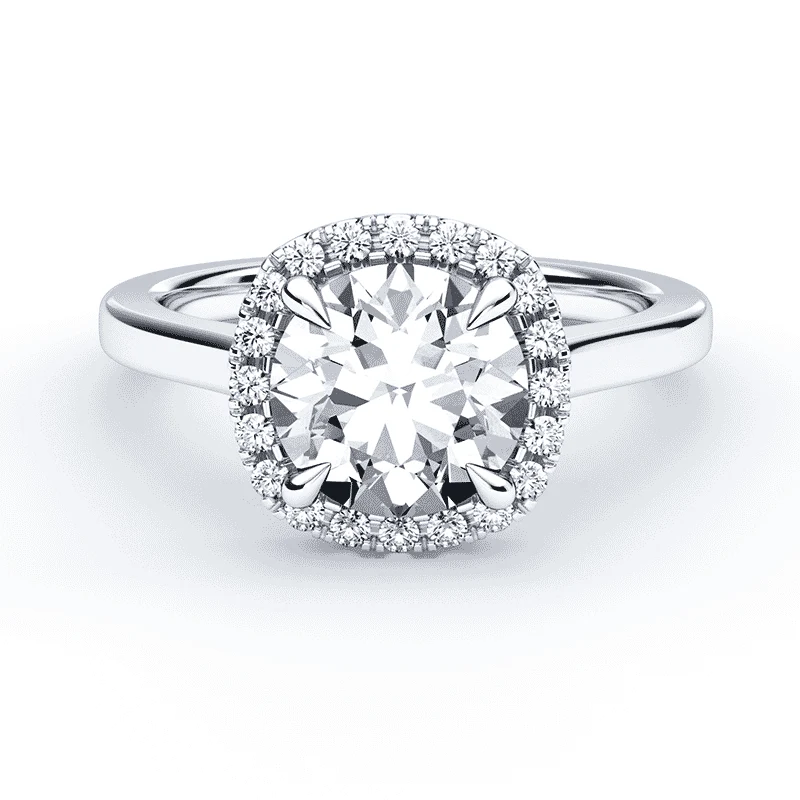 Soft Square Halo Accented Ring
