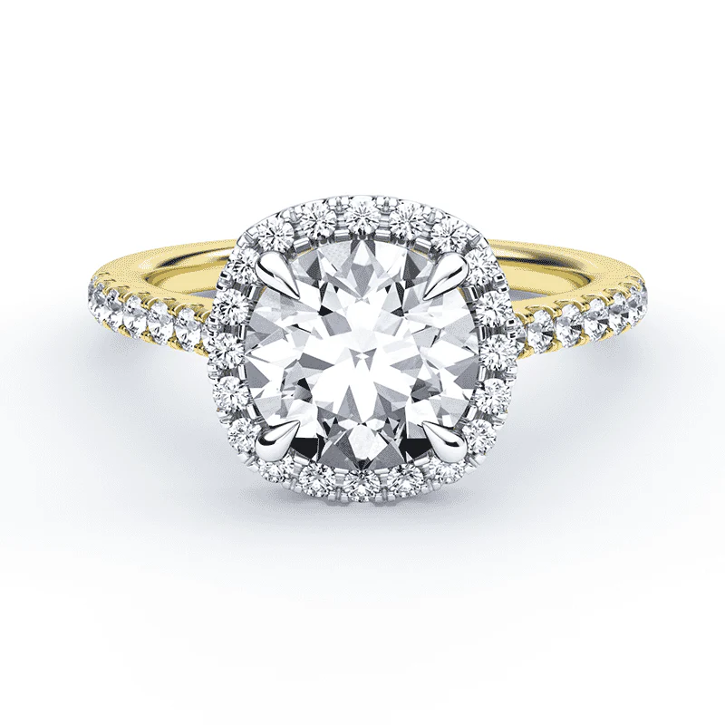 Soft Square Halo Pave Ring