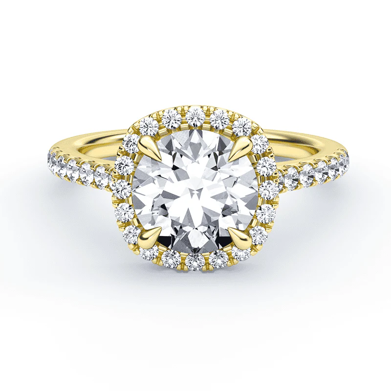 Soft Square Halo Pave Ring