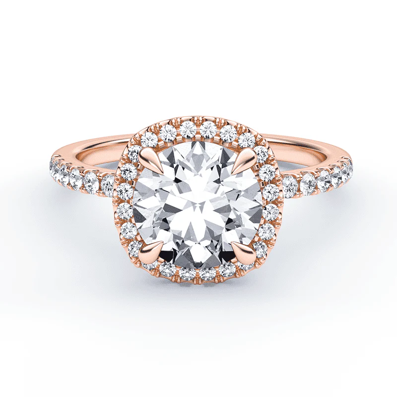 Soft Square Simple Halo Pave Ring