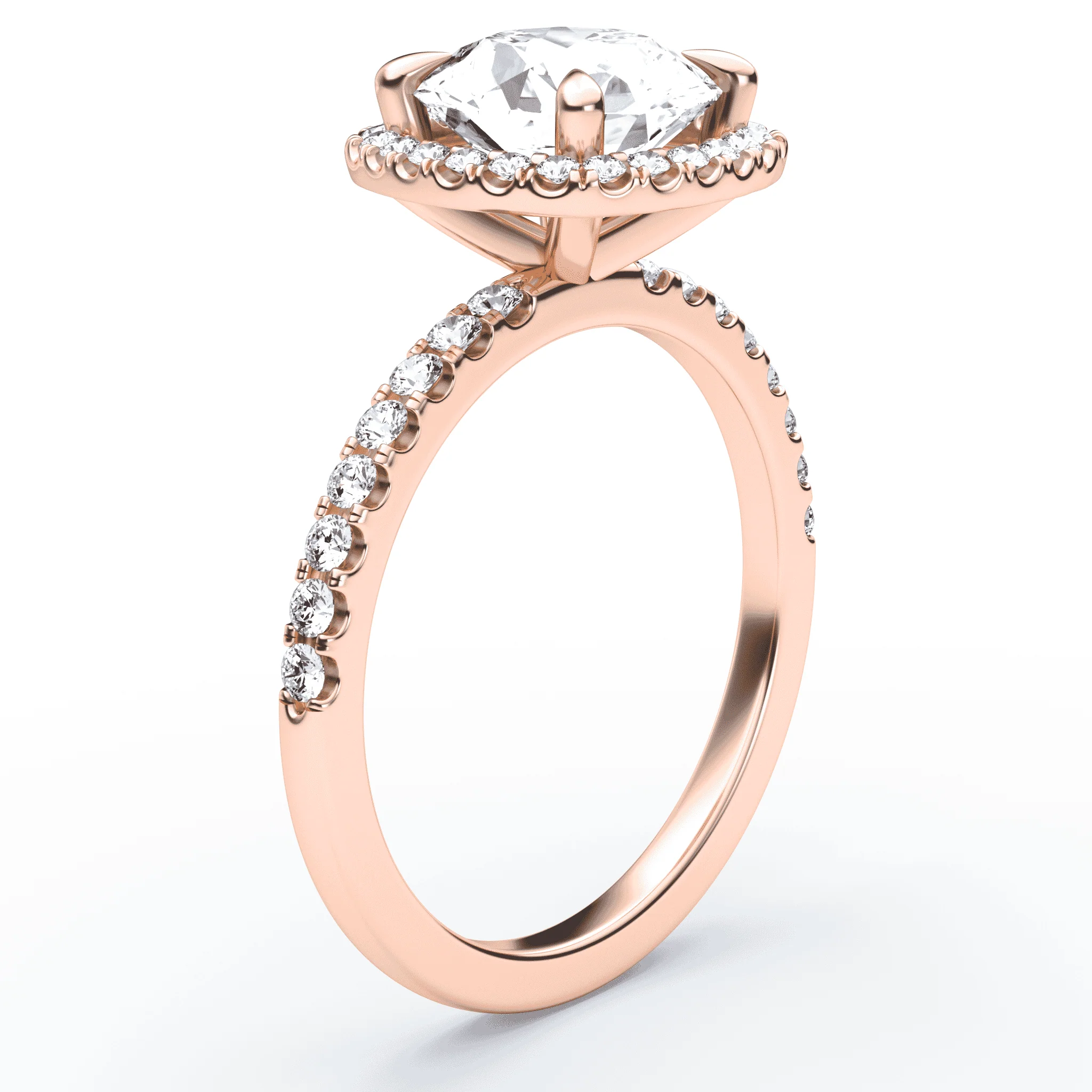 Soft Square Simple Halo Pave Ring - Image 2