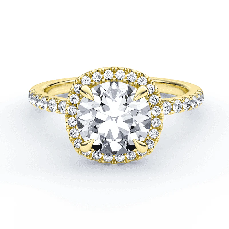 Soft Square Simple Halo Pave Ring